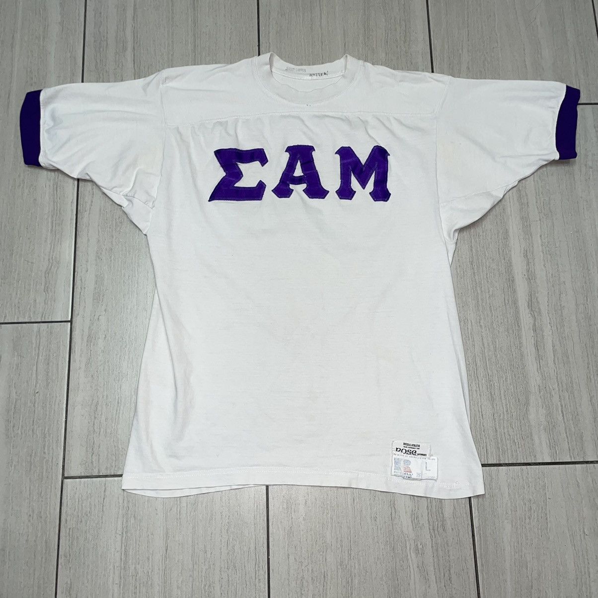 Russell Athletic × Vintage Vintage Russell Athletic Sigma Alpha Mu Fraternity T Size US L / EU 52-54 / 3 - 1 Thumbnail