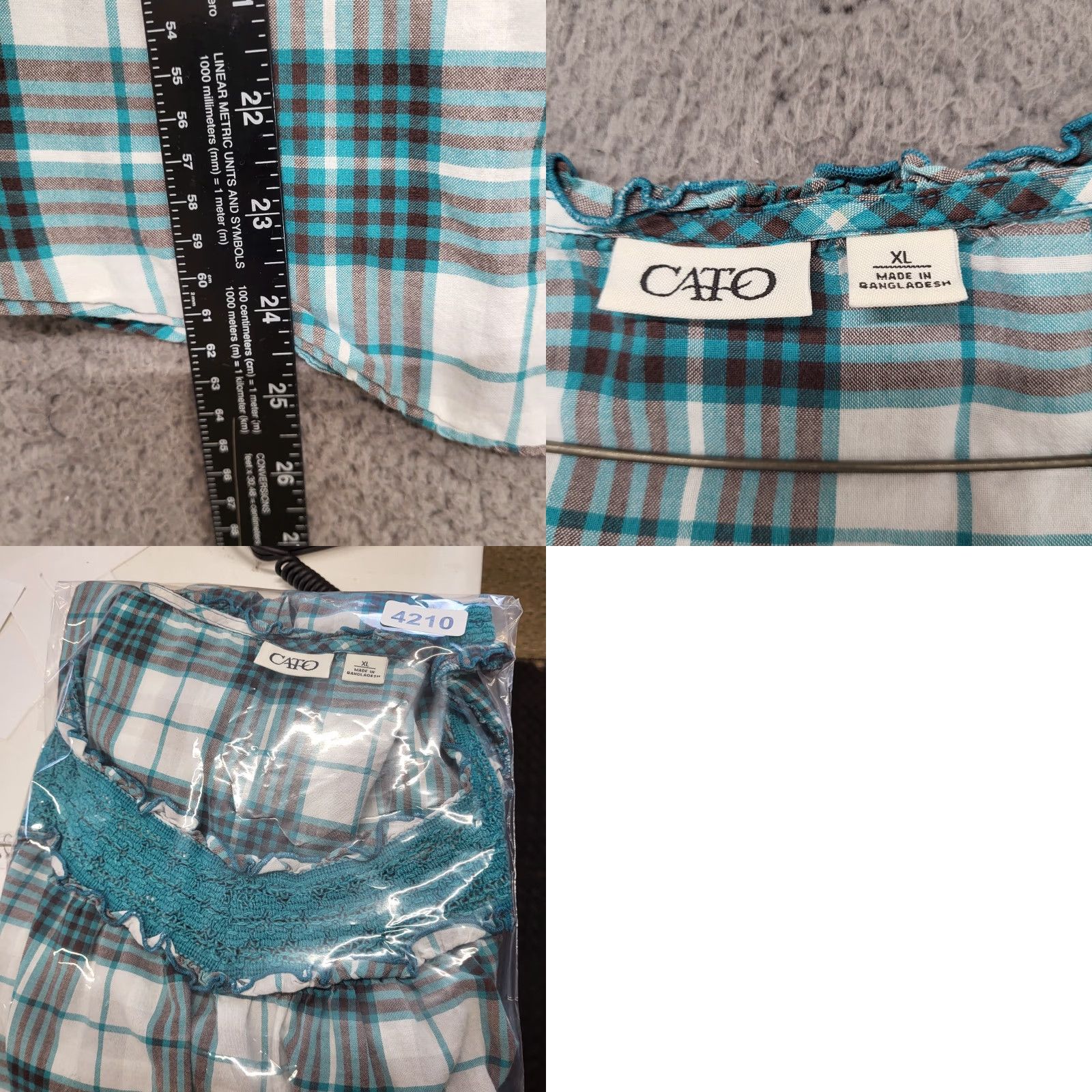 Vintage Cato Tank Top Women XL Sleeveless Plaid Scoop Neck Top Blue Spruce Plaid Top Size XL / US 12-14 / IT 48-50 - 8 Thumbnail