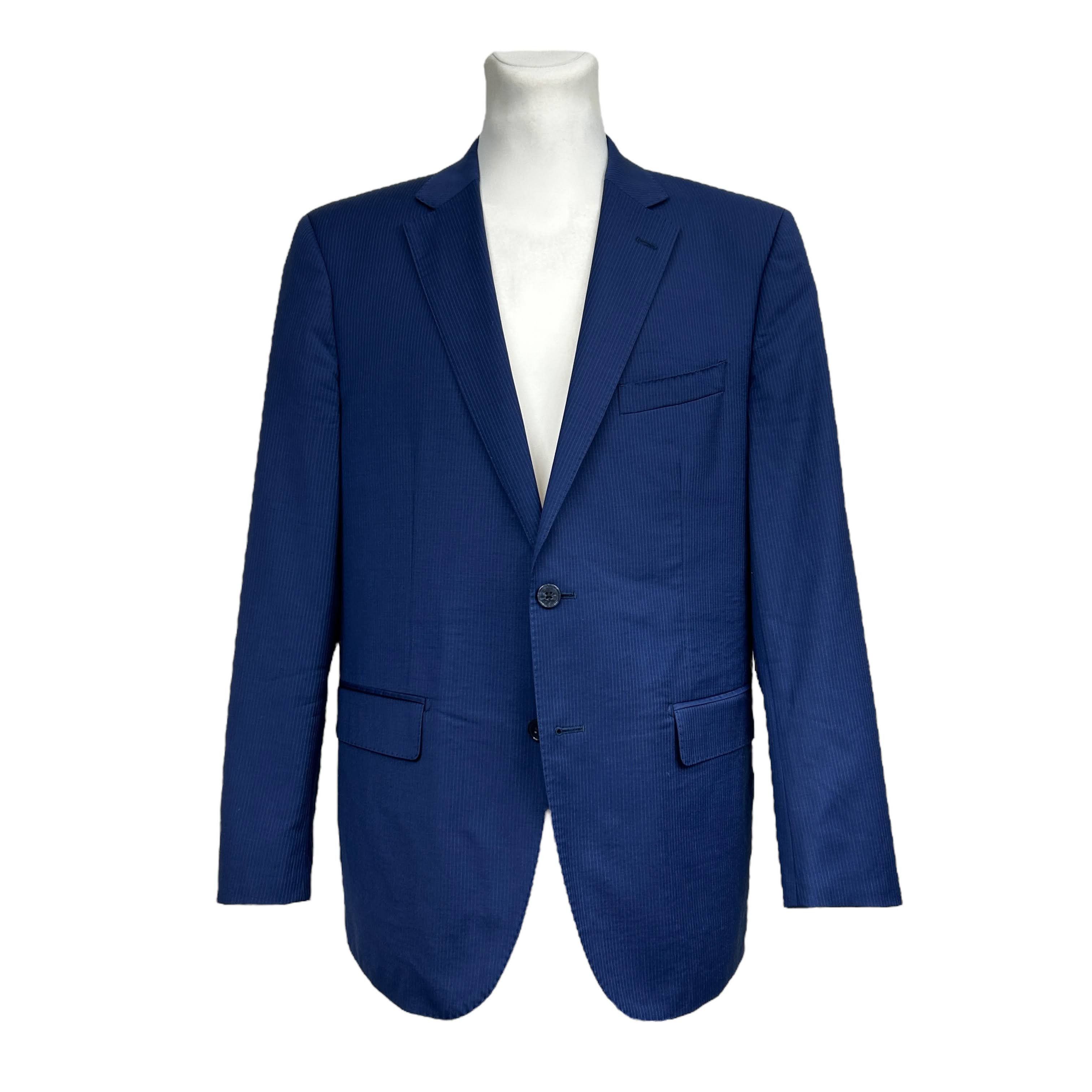 Boggi Boggi Milano Pure Wool 120s Blue Striped Regular Blazer 52 Size 46R - 1 Thumbnail
