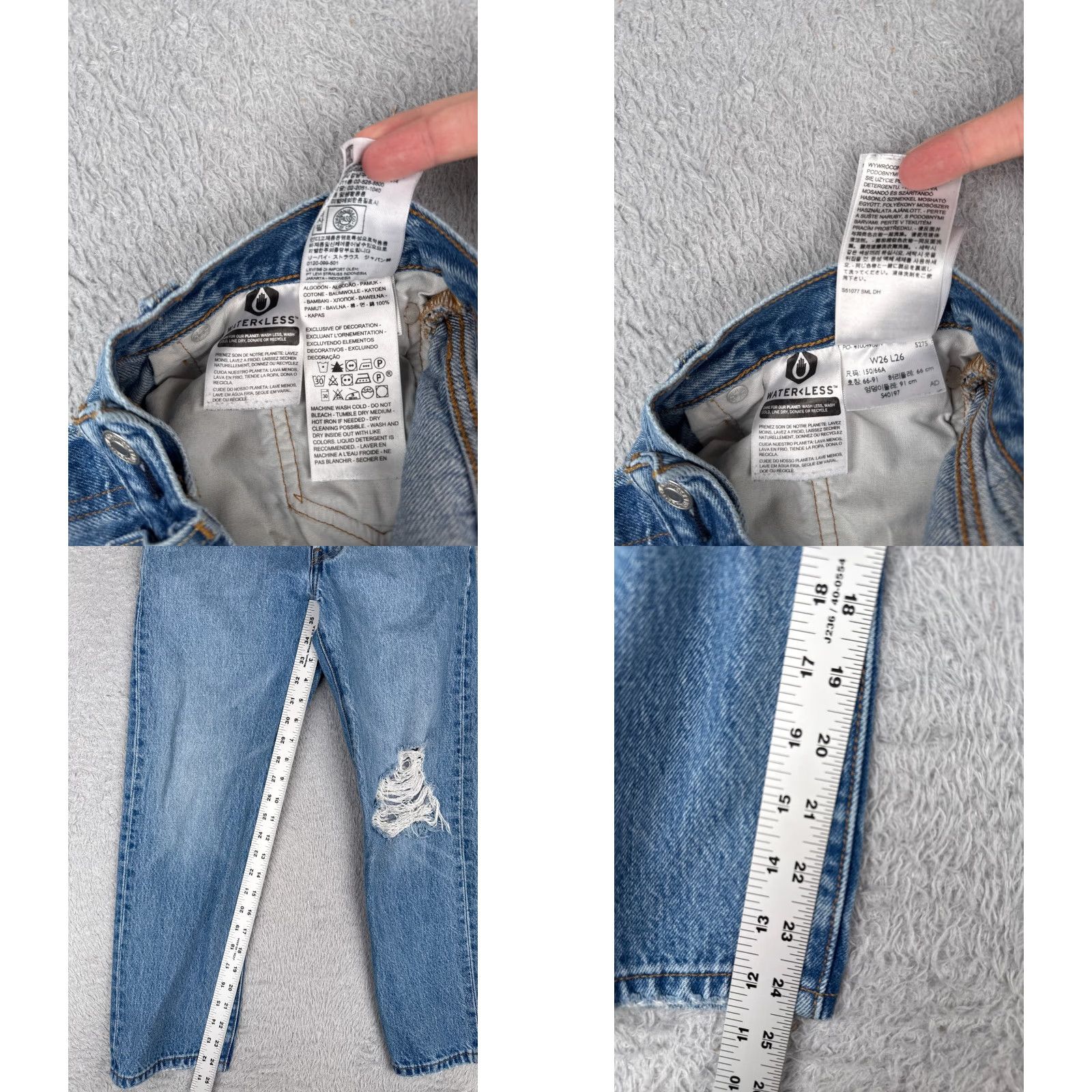 Levi's Levi's 501 Jeans Jeans Adult Regular 26 Blue Denim Distressed Button Fly 501 Premium 26x25 Mens Size US 26 / EU 42 - 8 Thumbnail
