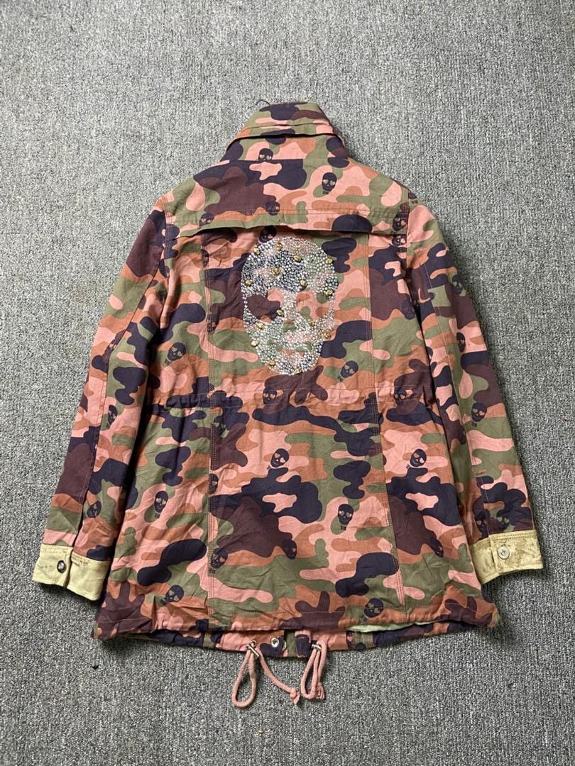 Japanese Brand EGOIST Brand Multicolor Camouflage Skulls Jacket (196) Size US XXS / EU 40 - 3 Thumbnail