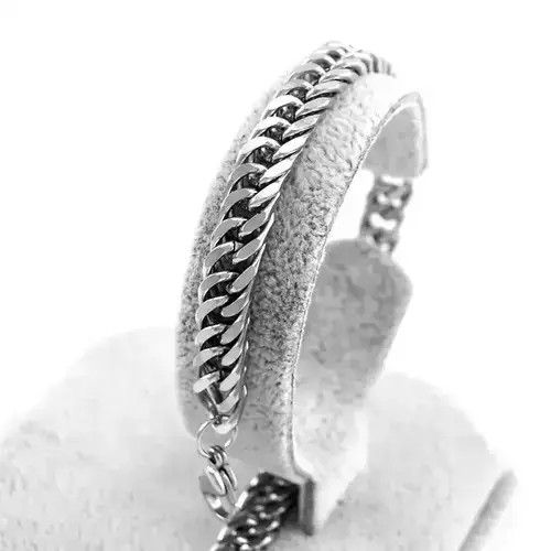 VIBE 7mm width Stainless Steel Bracelet Men Cuban Link Chain Size ONE SIZE - 2 Thumbnail
