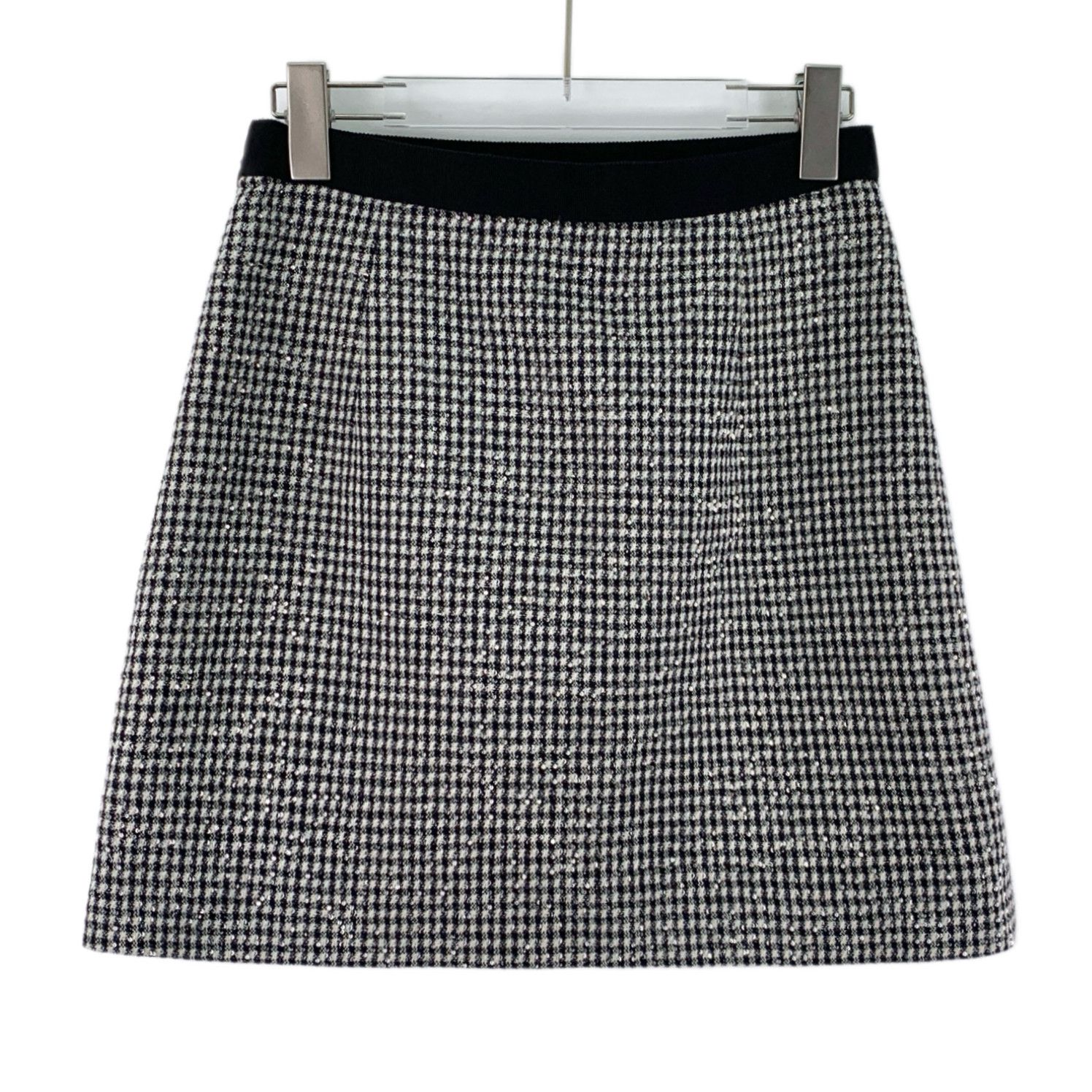 Miu Miu Miu Miu Houndstooth Sequin Bow Skirt Grey (42) Size 28" / US 6 / IT 42 - 2 Thumbnail
