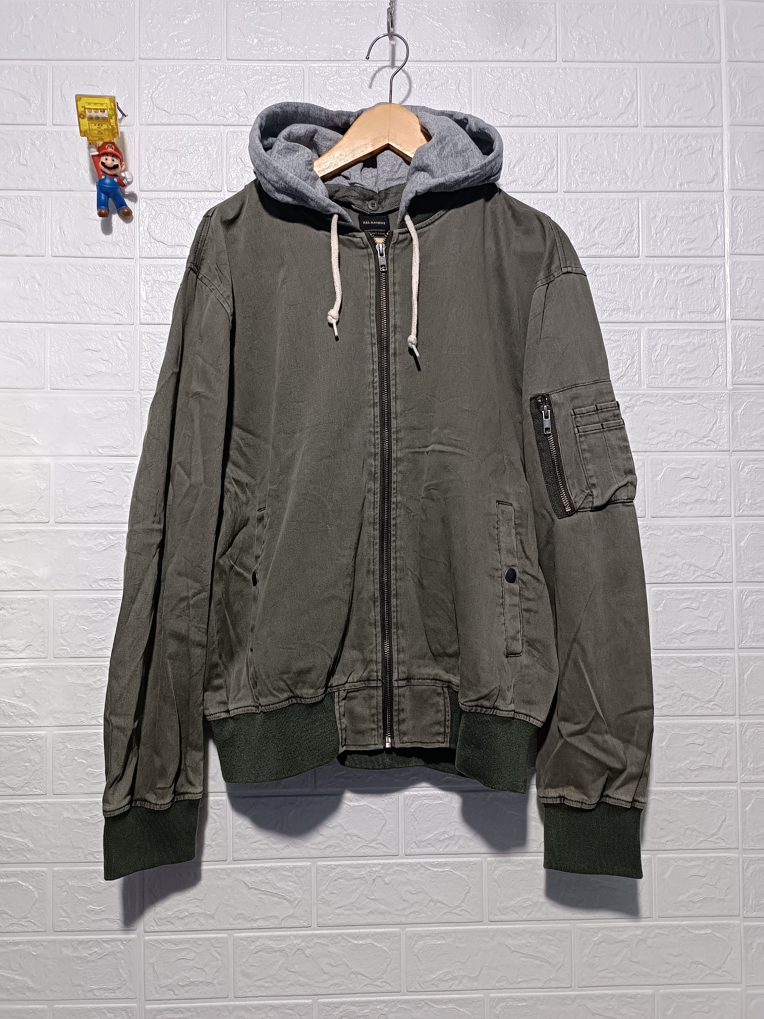 Japanese Brand Vintage MA-1 Bomber Jacket Hoodie Fleece Size US L / EU 52-54 / 3 - 1 Thumbnail