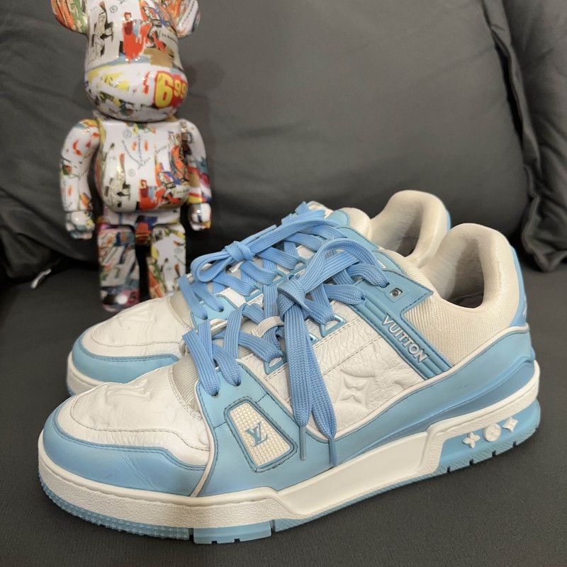 Louis Vuitton Louis Vuitton Blue and White Low-Top Sneakers 0079 Size US 8 / IT 38 - 1 Thumbnail