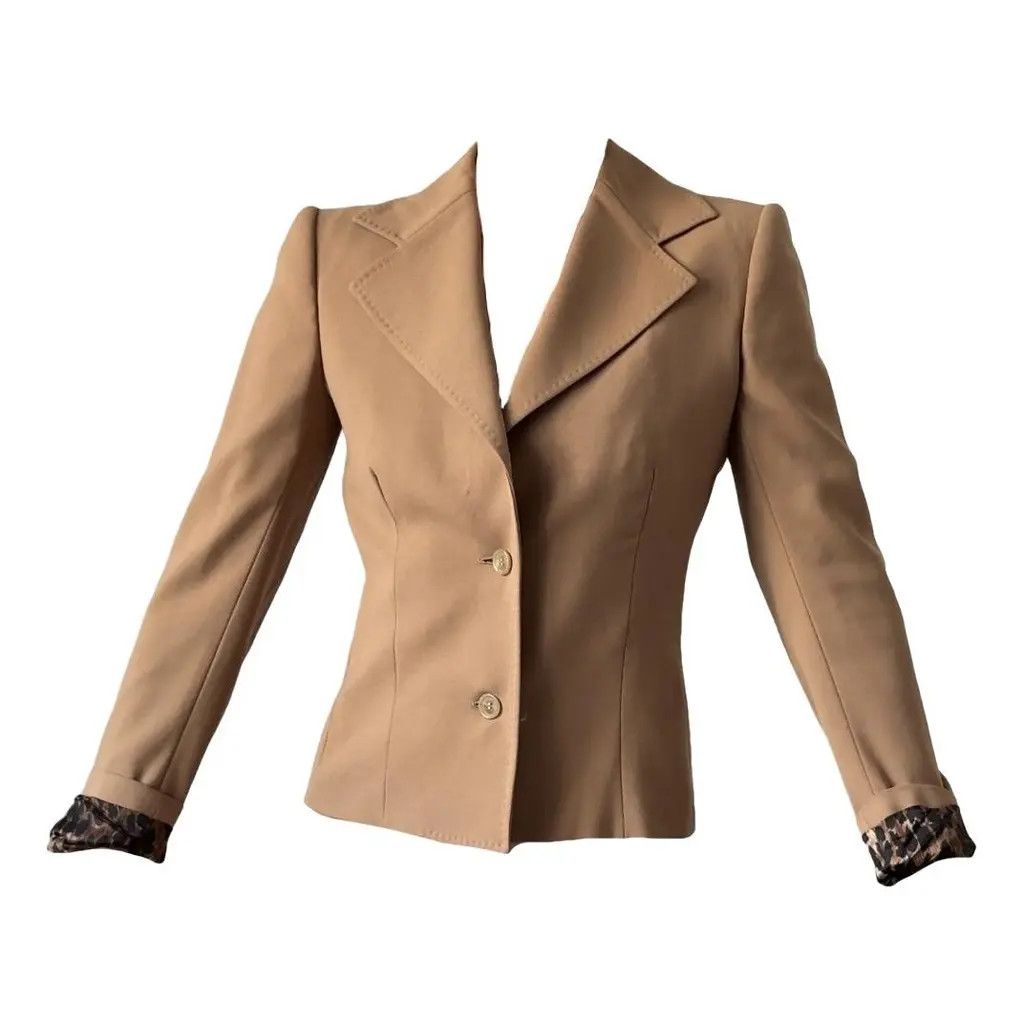 Dolce & Gabbana Dolce & Gabbana Camel Wool Blazer Leopard Print Size IT42 Size M / US 6-8 / IT 42-44 - 2 Thumbnail