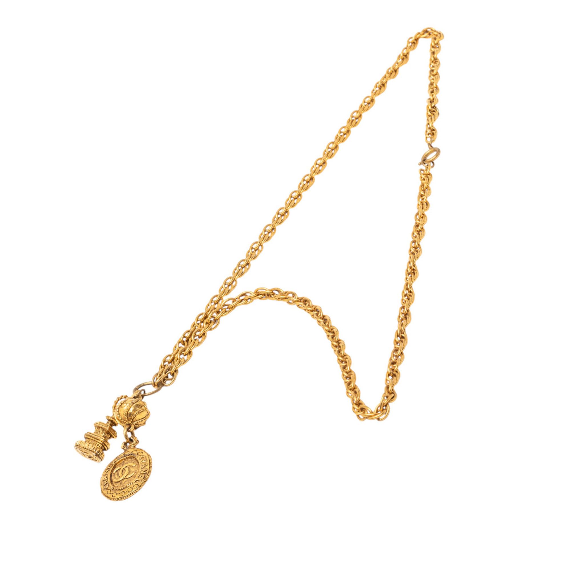 Chanel Chanel CC Gold Plated Medallion and Pagoda Pendant Necklace Size ONE SIZE - 1 Thumbnail