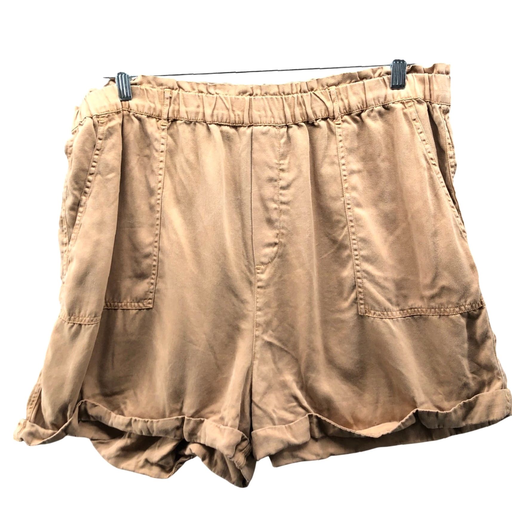 Lucky Brand Lucky Brand Lyocell Pull On Shorts Womens XL Tan High Rise Relaxed Beig*e* Bohemian Summer Casual Elastic Waist Pockets Cuffed Lightweight Size 40" / US 18 - 2 Thumbnail