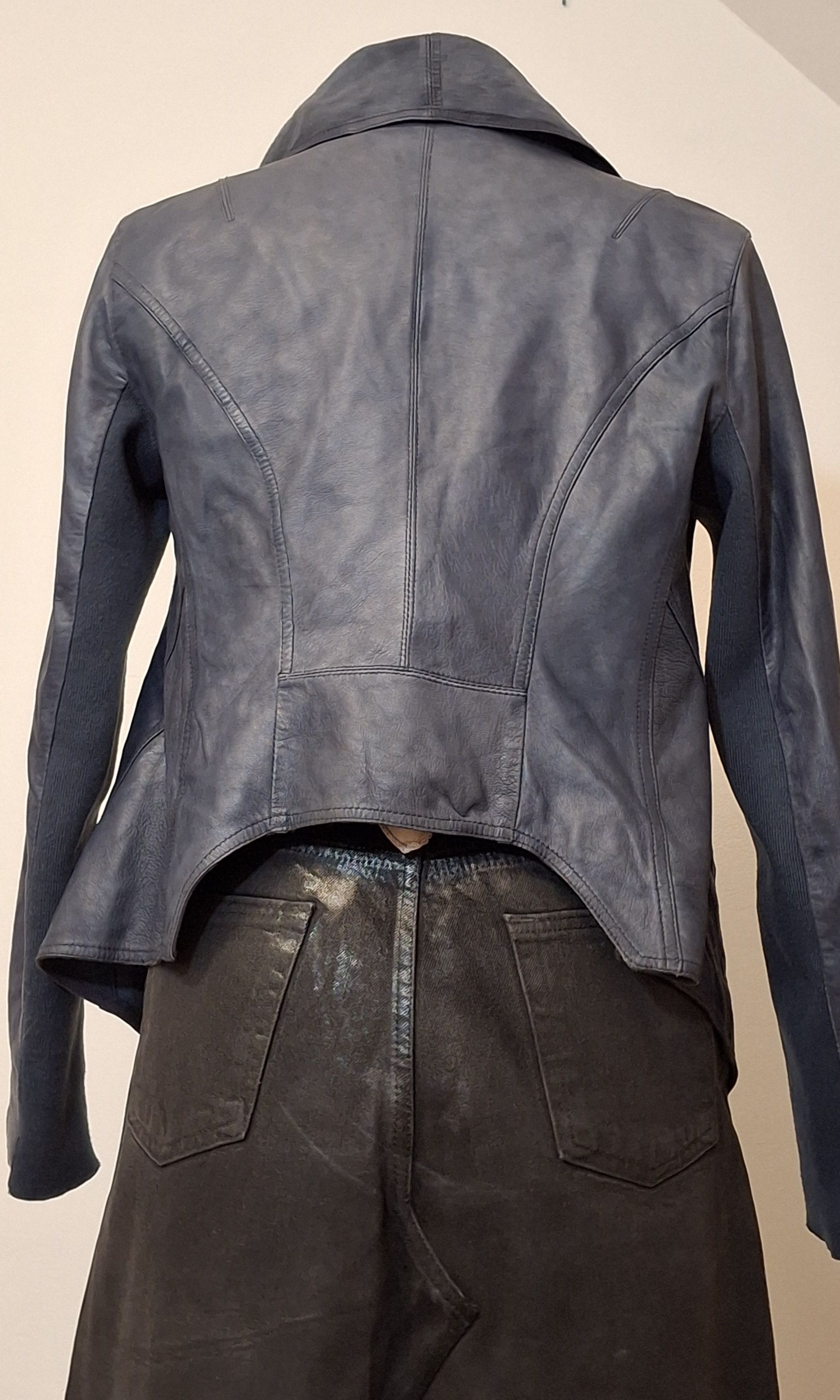 Vintage Y2K Avant-Garde Electric Blue Lambskin Leather Jacket Size S / US 4 / IT 40 - 4 Thumbnail