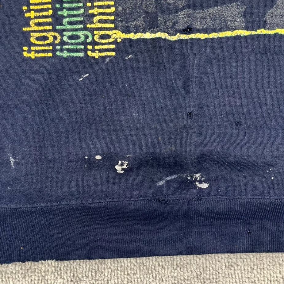 Thrasher VINTAGE NOTRE DAME Sweatshirt Unisex 80s Large Blue Logo Graphic Print Retro College Football Size US L / EU 52-54 / 3 - 7 Thumbnail