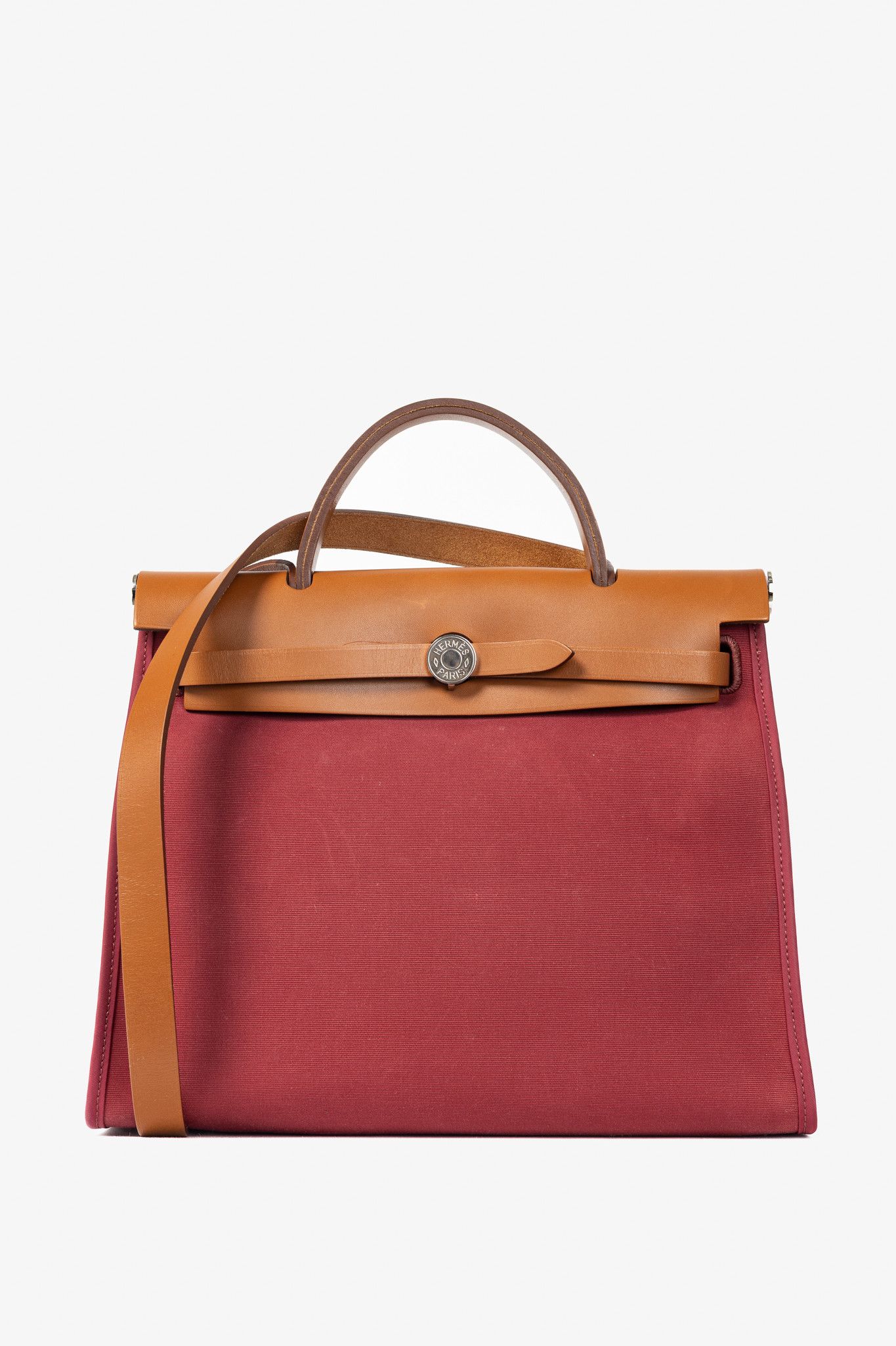 Hermes Hermes Herbag 31 Red Toile & Vache Hunter Satchel Size ONE SIZE - 1 Thumbnail