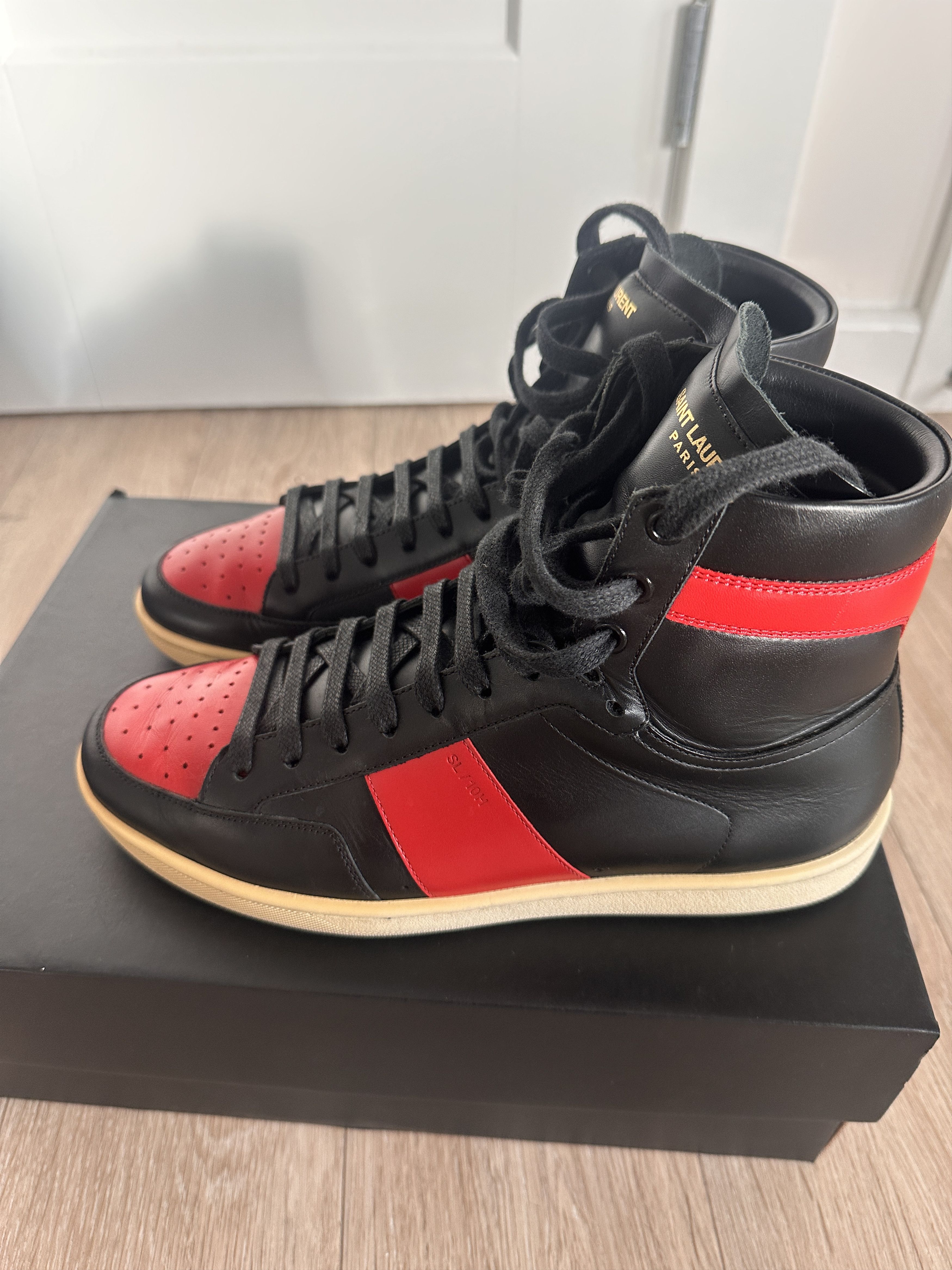 Saint Laurent Paris SL10H Red/Black Hightops Size US 8 / EU 41 - 6 Thumbnail