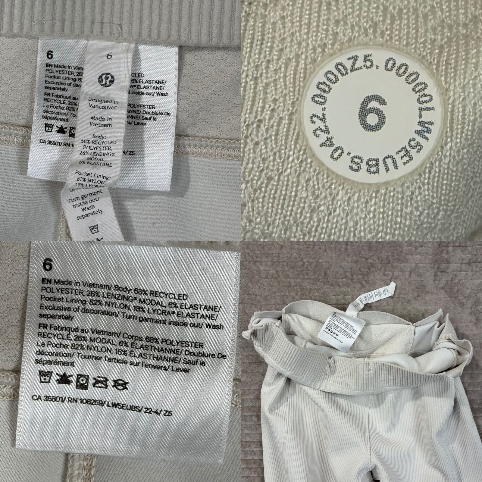 Lululemon Lululemon Dress Pants Womens 6 White Softstreme Ribbed High Rise Pant Bone Size LW5EUBS Size 28" / US 6 / IT 42 - 8 Thumbnail
