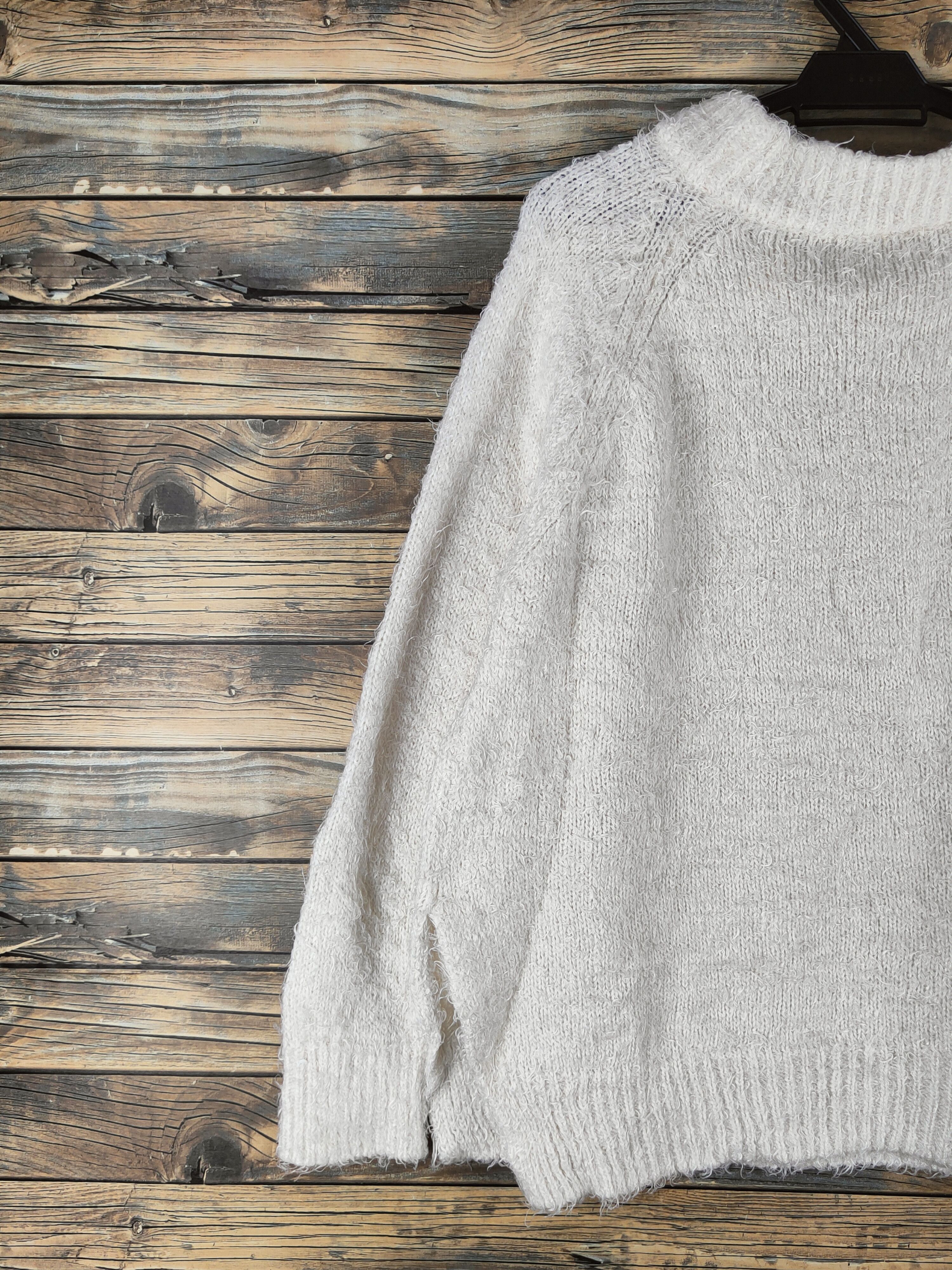 Global Work DL Global Work Cream Fur Mohair Knitwear #46-553 Size L / US 10 / IT 46 - 8 Thumbnail
