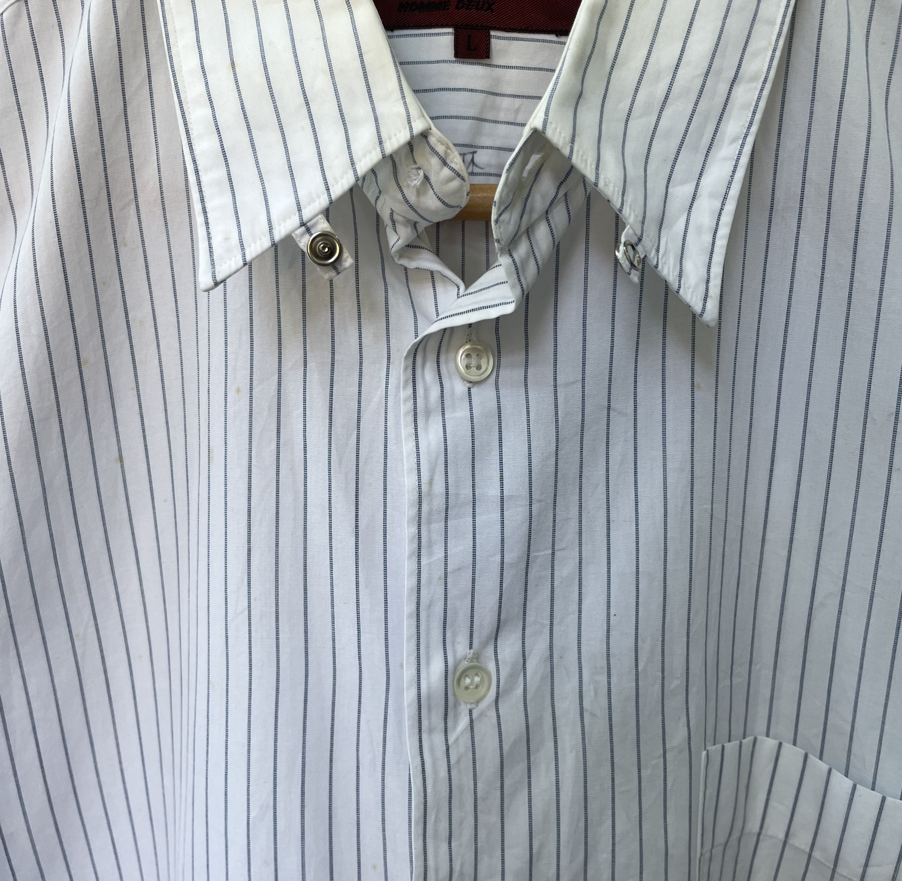 Comme des Garcons Homme Deux COMME des GARCONS HOMME DEUX 1989 Stripped Shirt Size US S / EU 44-46 / 1 - 3 Thumbnail