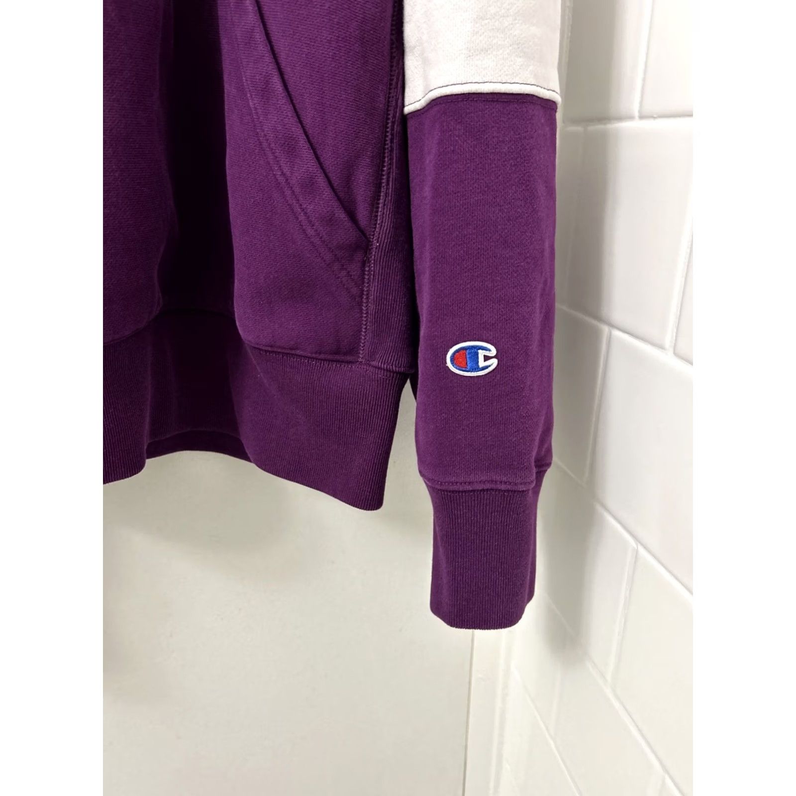 Champion Champion Reverse Weave 1/4 Zip Mens Large Purple Sweater Sweatshirt L/S Pullover Knit Crewneck Collar Zip Closure Regular Cotton Blend Size US L / EU 52-54 / 3 - 5 Thumbnail