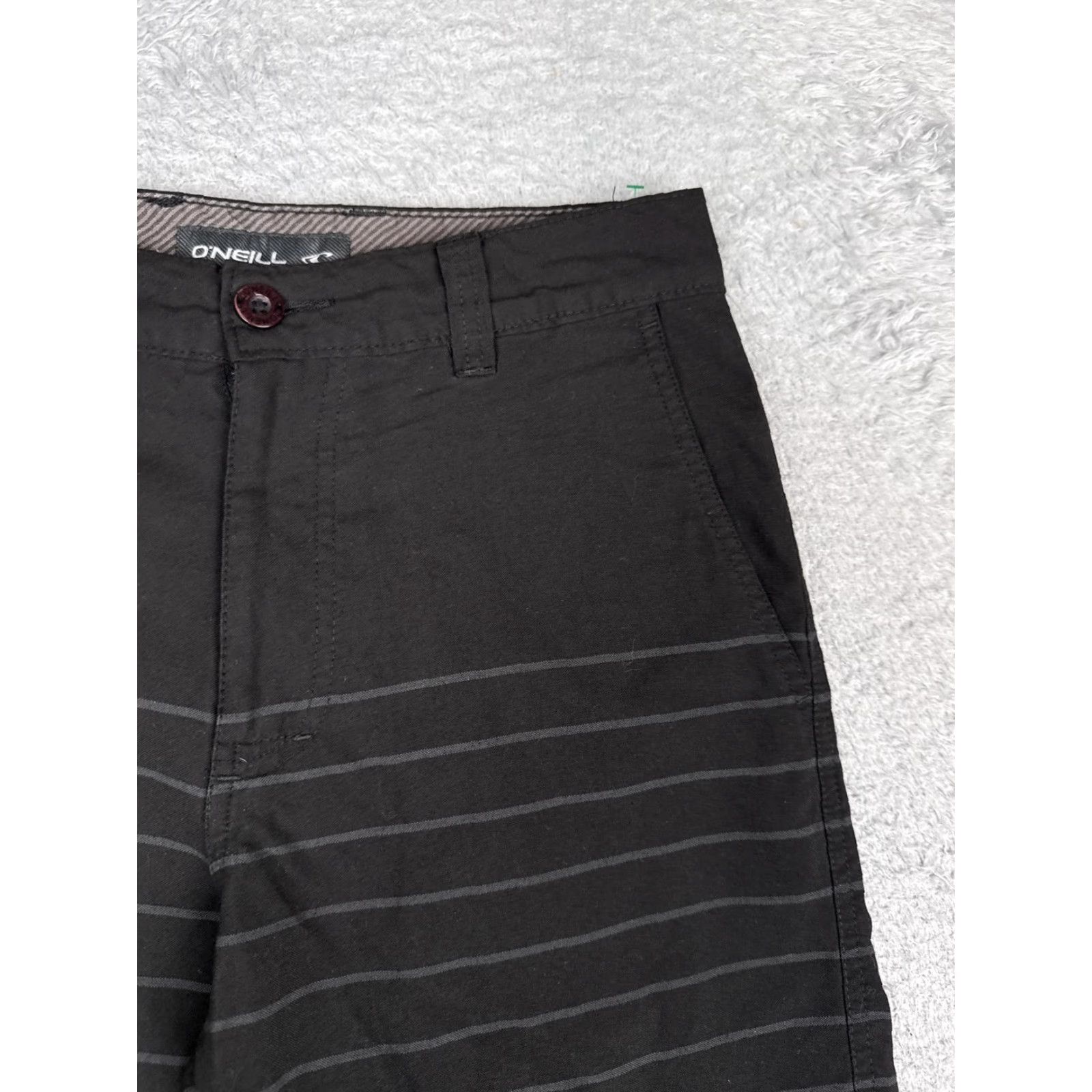 O'Neill O'Neill Mens 28 Black Striped Flat Front Chino Shorts Inseam 10 Casual Summer Logo Pockets Slash Pocket Linear Beach Size US 28 / EU 44 - 5 Thumbnail