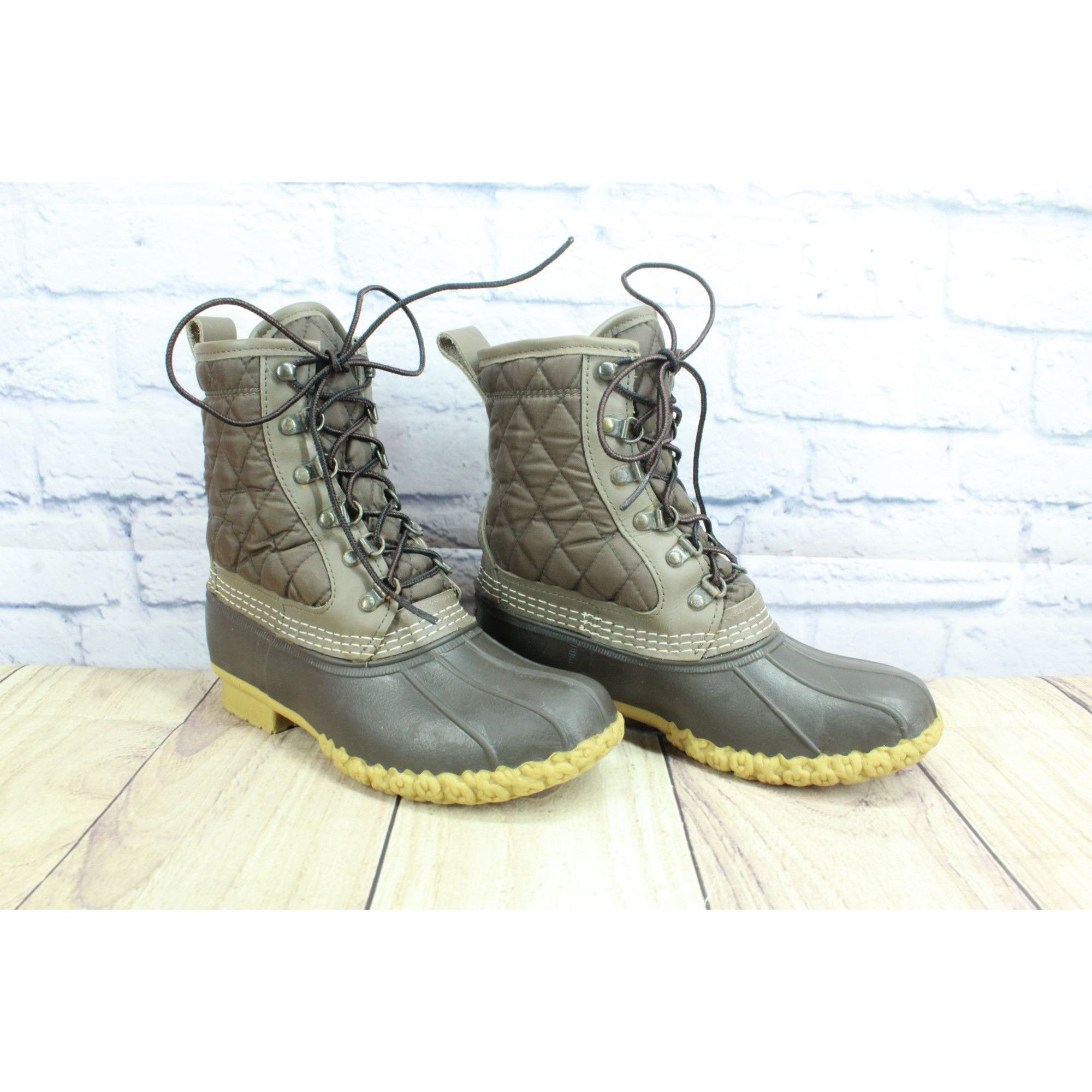 L.L. Bean × Leather LL Bean Women's 8" Shearling Lined Quilted Duck Boots 6 M Size US 6 / IT 36 - 3 Thumbnail