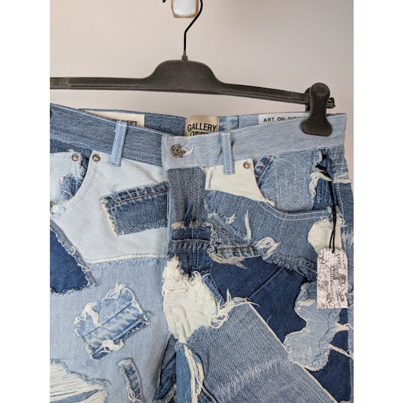 Gallery Dept. o1rshd1 Logan Distressed Patchwork Denim Jeans in Indigo Size US 32 / EU 48 - 8 Thumbnail