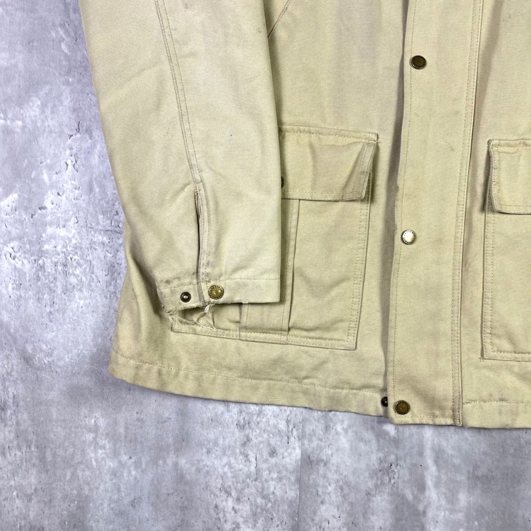 Lands' End Lands' End Mens Large Barn Coat Tan Canvas Corduroy Collar Plaid Lined Field Jacket Military Style Casual Workwear 90s Preppy Mens jackets Size US L / EU 52-54 / 3 - 6 Thumbnail