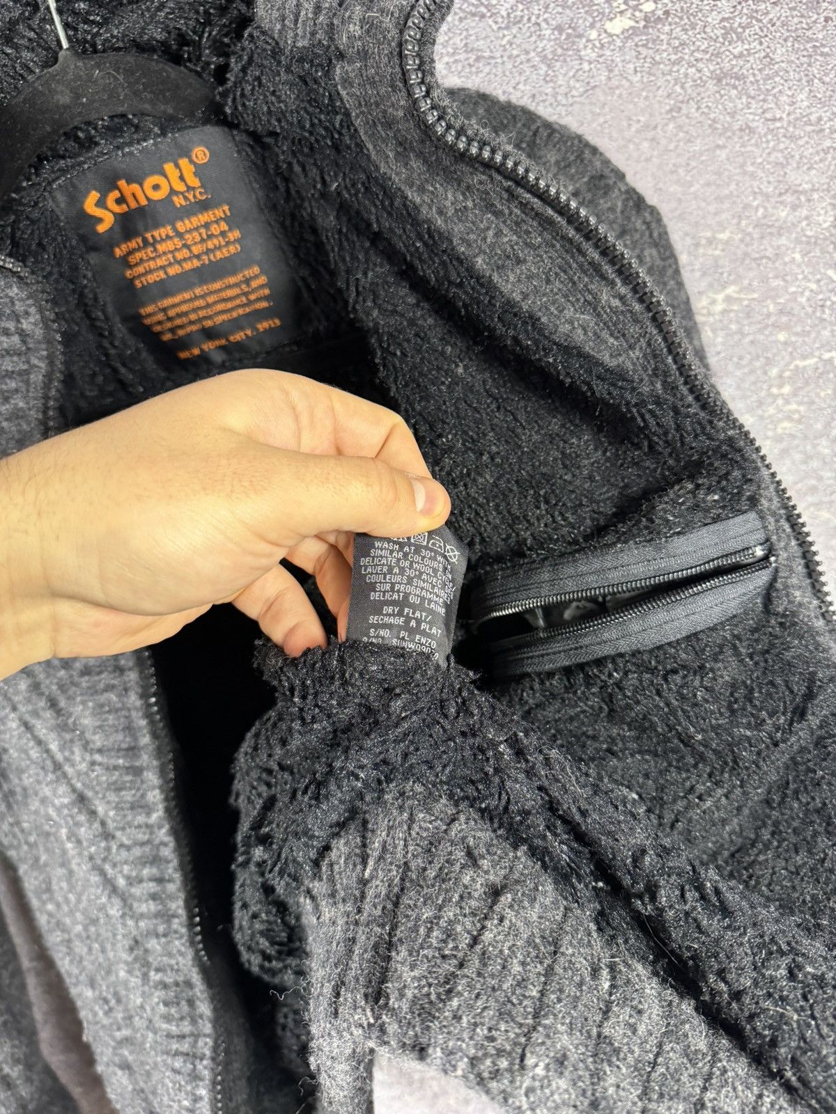 Schott × Vintage Vintage Schott NYC Wool Hooded Gray Jacket Large Military Size L / US 10 / IT 46 - 10 Thumbnail