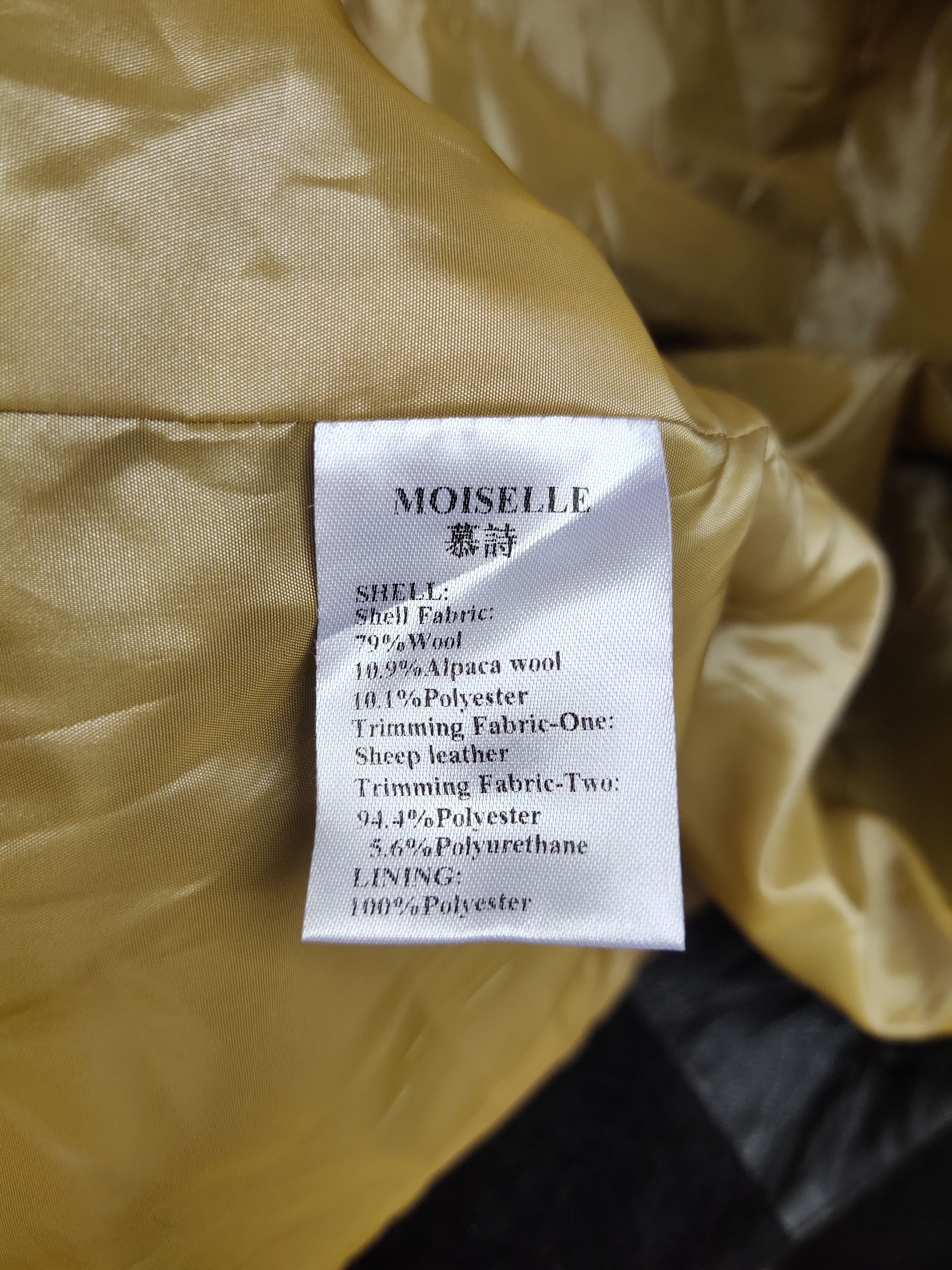 Designer (J443) Moiselle HK Black Wool Leather Notch Lapel Jacket Size S / US 4 / IT 40 - 12 Thumbnail