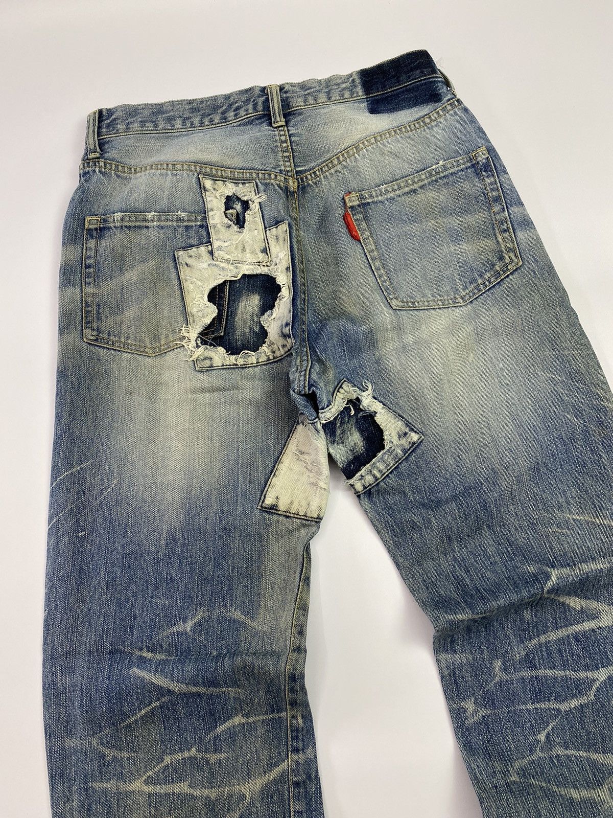 Japanese Brand × Jean Patchwork selvedge redline japanese jeans pant Size US 30 / EU 46 - 13 Thumbnail
