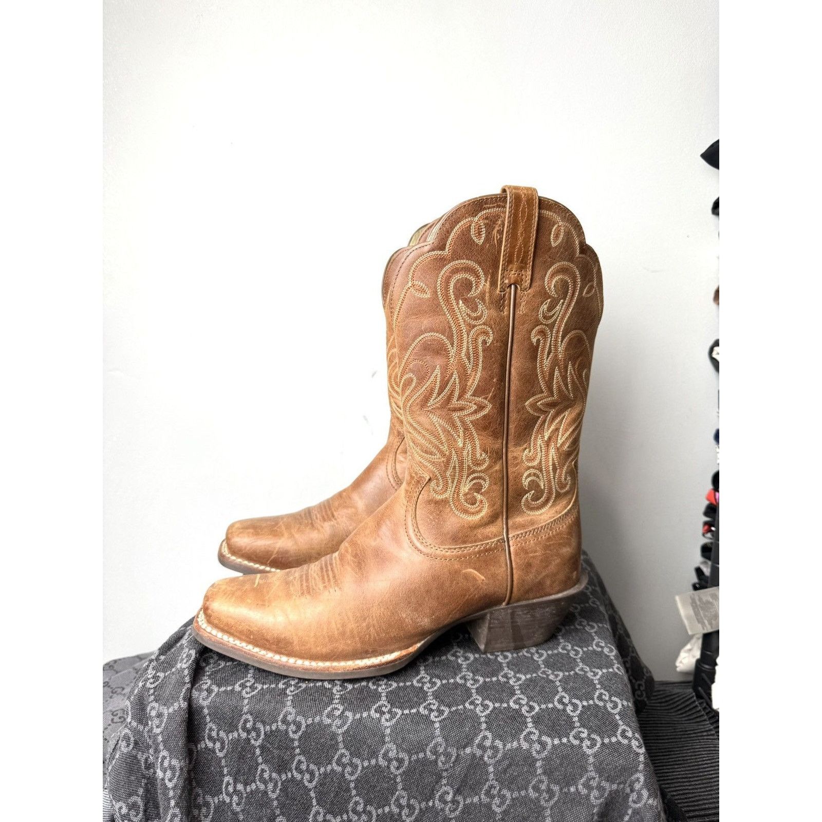 Cowboy Equipment 💥Rare! Vintage Ariat Western Leather Cowboy Boots Size US 8 / EU 41 - 2 Thumbnail