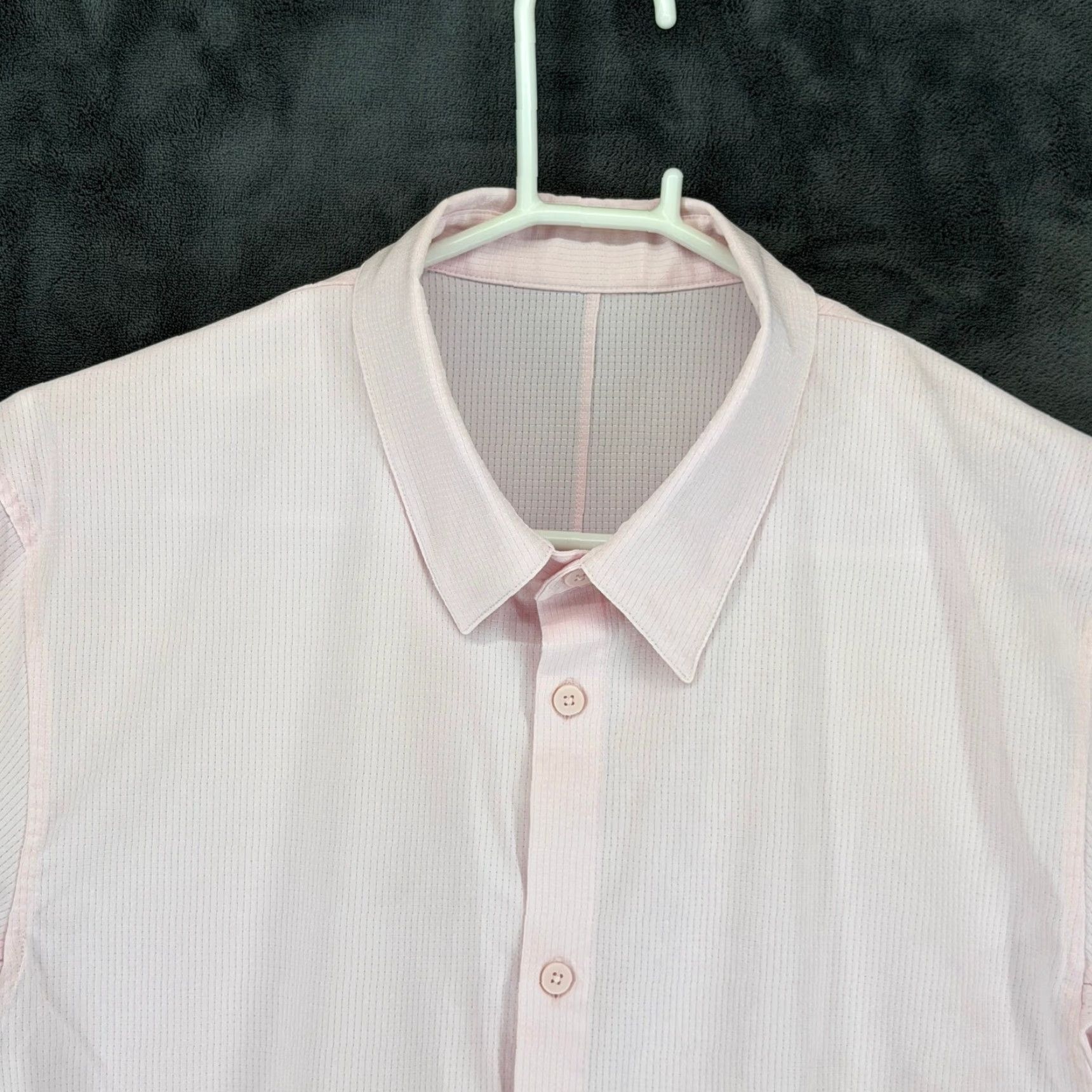 Lululemon Lululemon Mens Pink Micro Check Short Sleeve Button Down Shirt XL Size US XL / EU 56 / 4 - 2 Thumbnail
