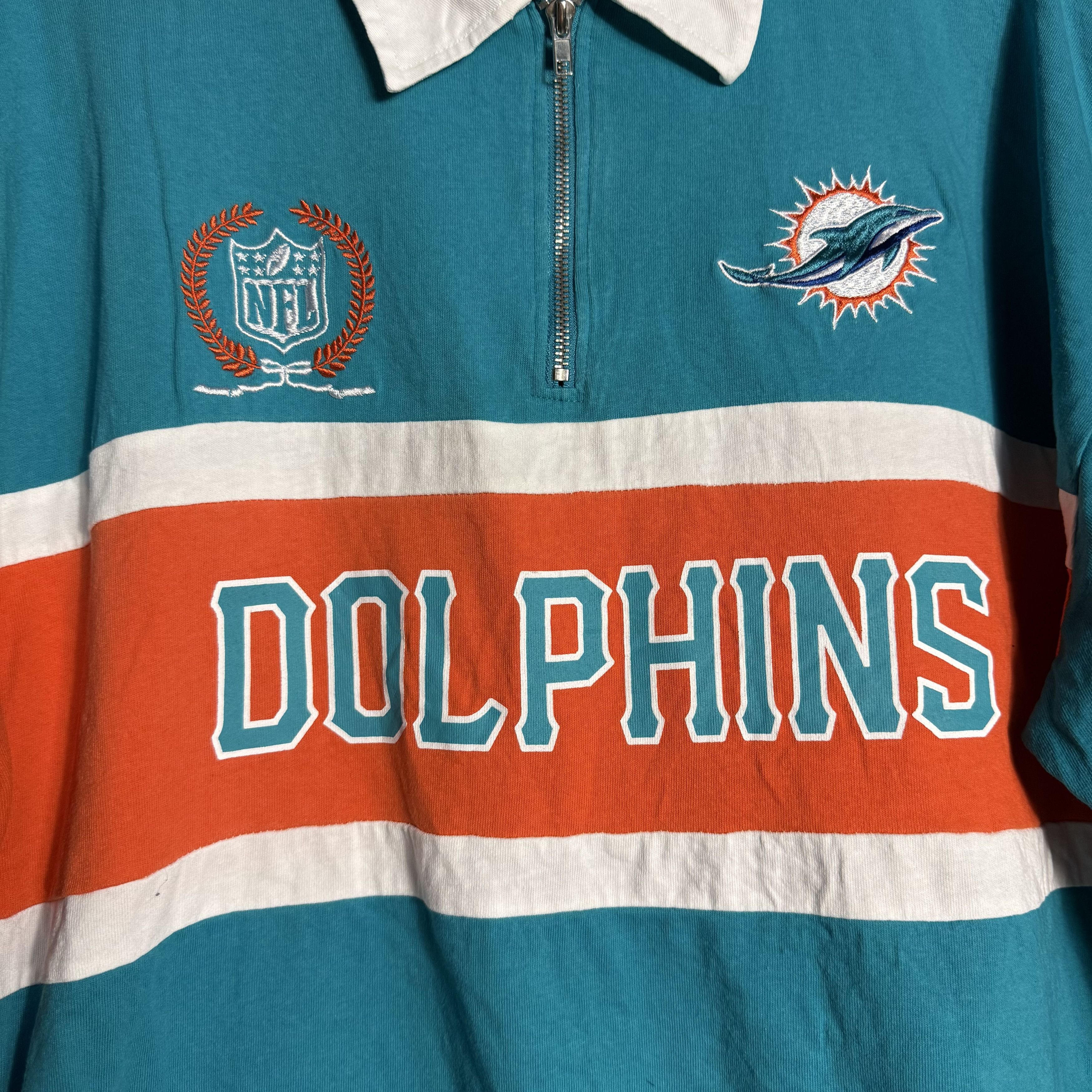 NFL 🔥RARE🔥Vintage Miami Dolphins NFL Team Half Zip Polo Shirt Size US L / EU 52-54 / 3 - 3 Thumbnail