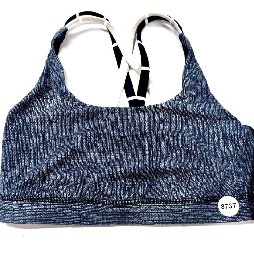 Lululemon LULULEMON Sports Bra Women's Size 6 Medium Support Double Criss Cross Back Heathered Gray Size ONE SIZE - 4 Thumbnail
