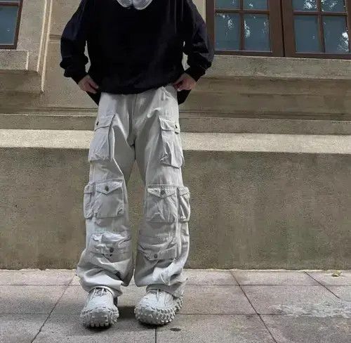 Japanese Brand × Vintage Retro multi-pocket loose wide-leg cargo trousers Size US 32 / EU 48 - 1 Thumbnail