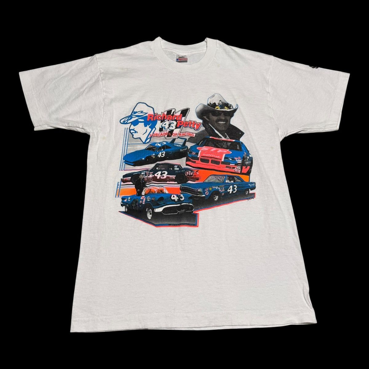 Vintage Richard Petty NASCAR Stained White Shirt Men's Large