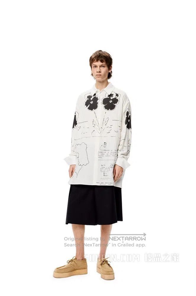 Loewe LOEWE Cotton pansy print shirt Size US S / EU 44-46 / 1 - 1 Thumbnail