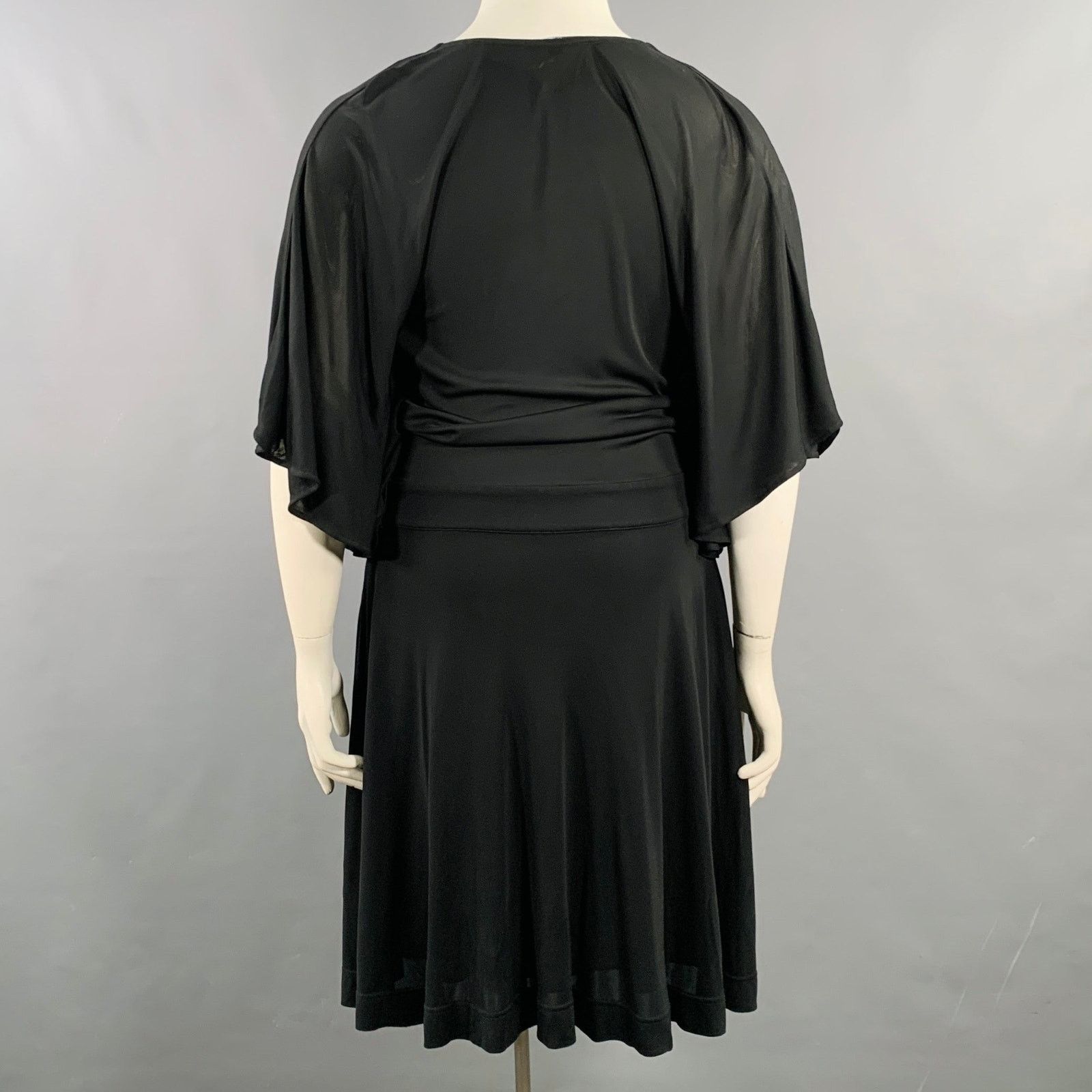 Gucci GUCCI Size L Black Viscose V-Neck Midi Dress Size L / US 10 / IT 46 - 3 Thumbnail