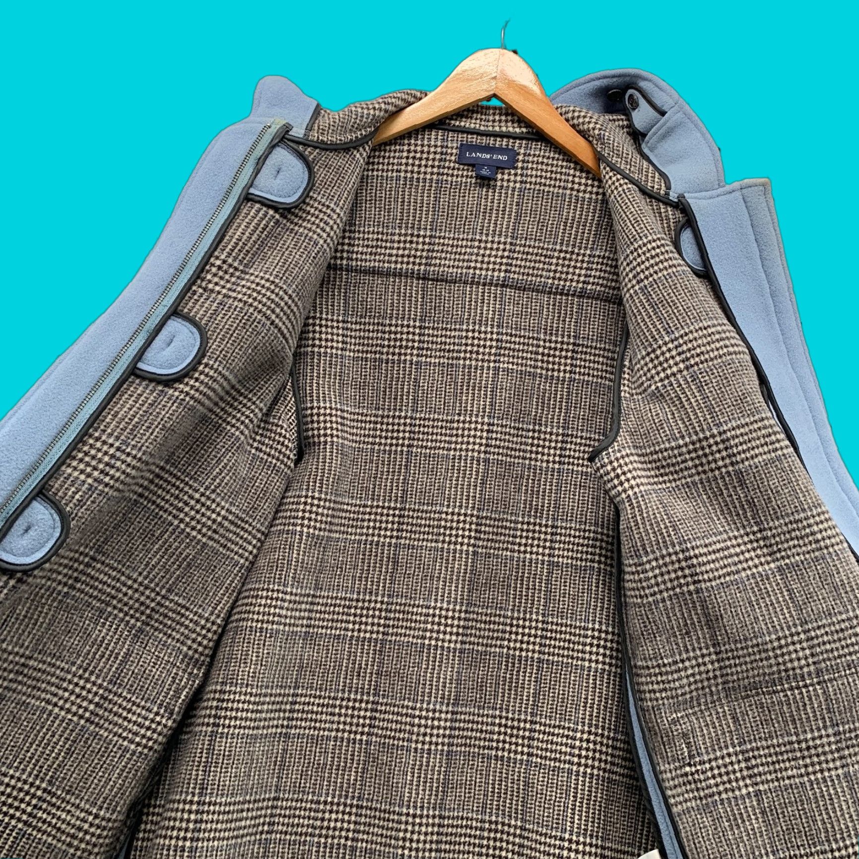 Lands' End Lands' End Wool Duffle Toggle Coat Womens Medium Sky Blue Hooded Coat Size M / US 6-8 / IT 42-44 - 1 Thumbnail