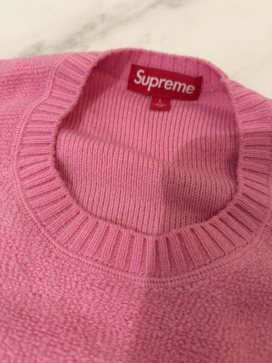 Supreme Pink Supreme Terry Sweater FW2024 Size L Size US L / EU 52-54 / 3 - 3 Thumbnail