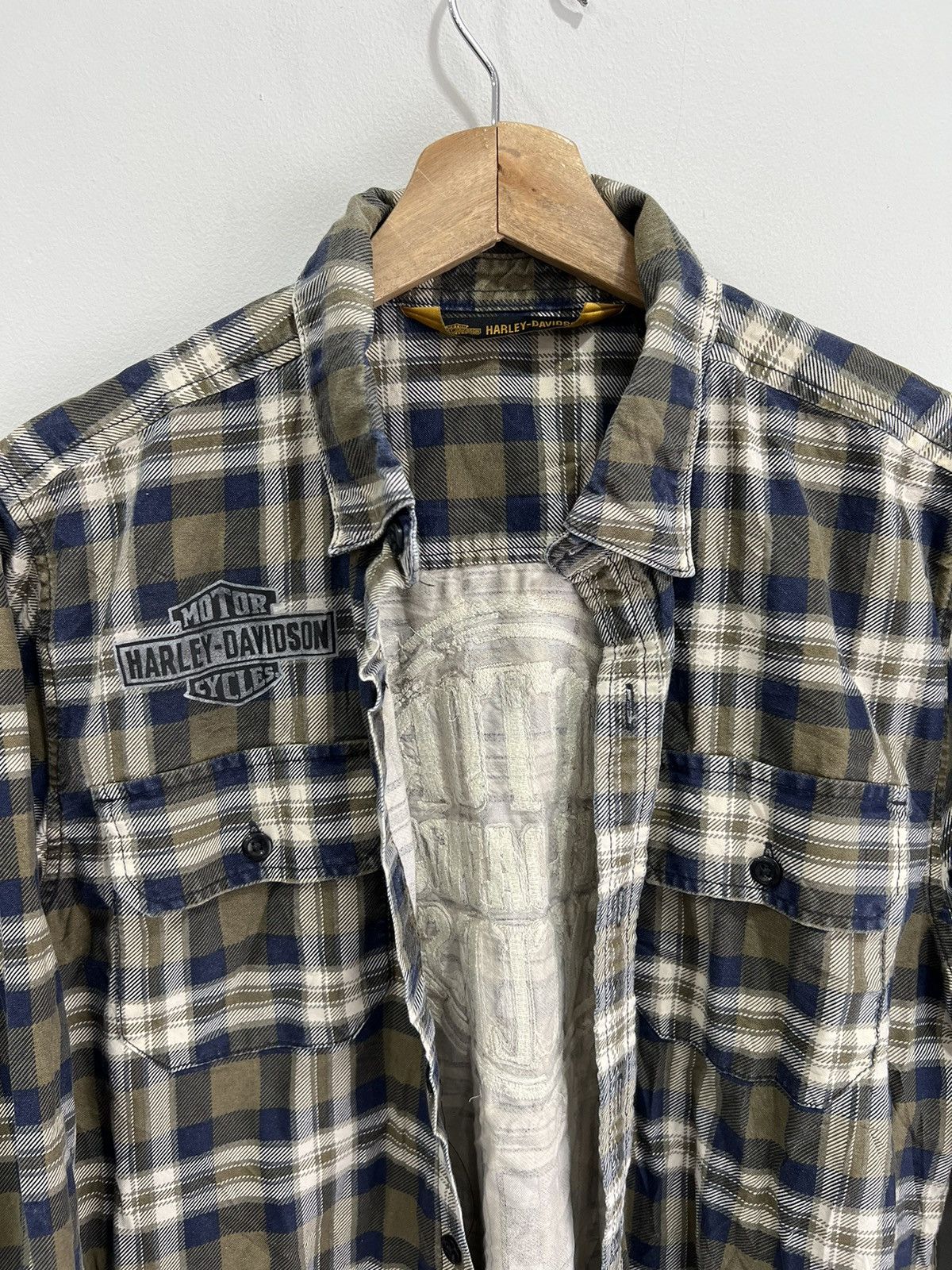 Harley Davidson Vintage Harley Davidson Button Up Plaid Shirt stitched Size US M / EU 48-50 / 2 - 3 Thumbnail