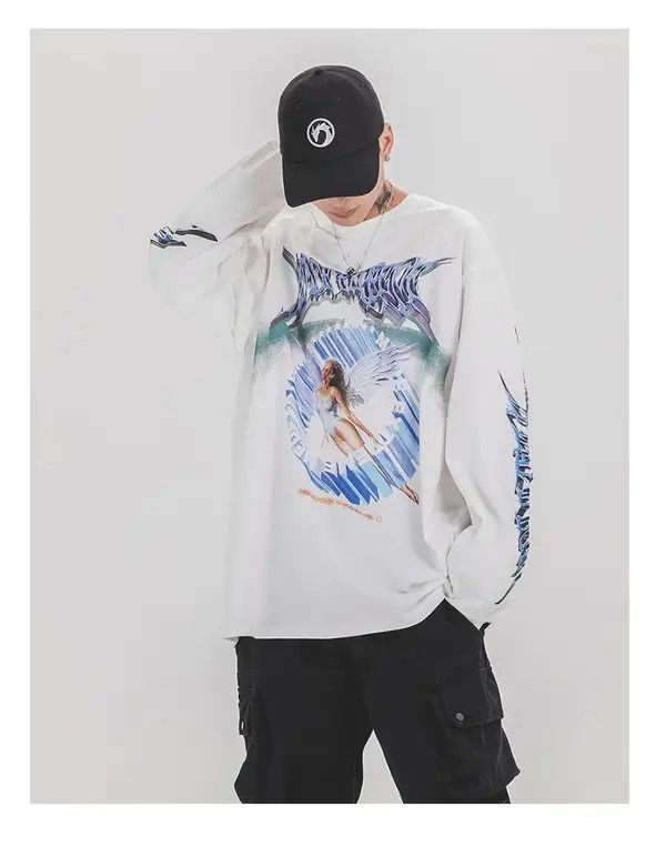 VIBE Fly Angel Oversized Printed Vintage T-Shirt Long Sleeve Size US M / EU 48-50 / 2 - 3 Thumbnail