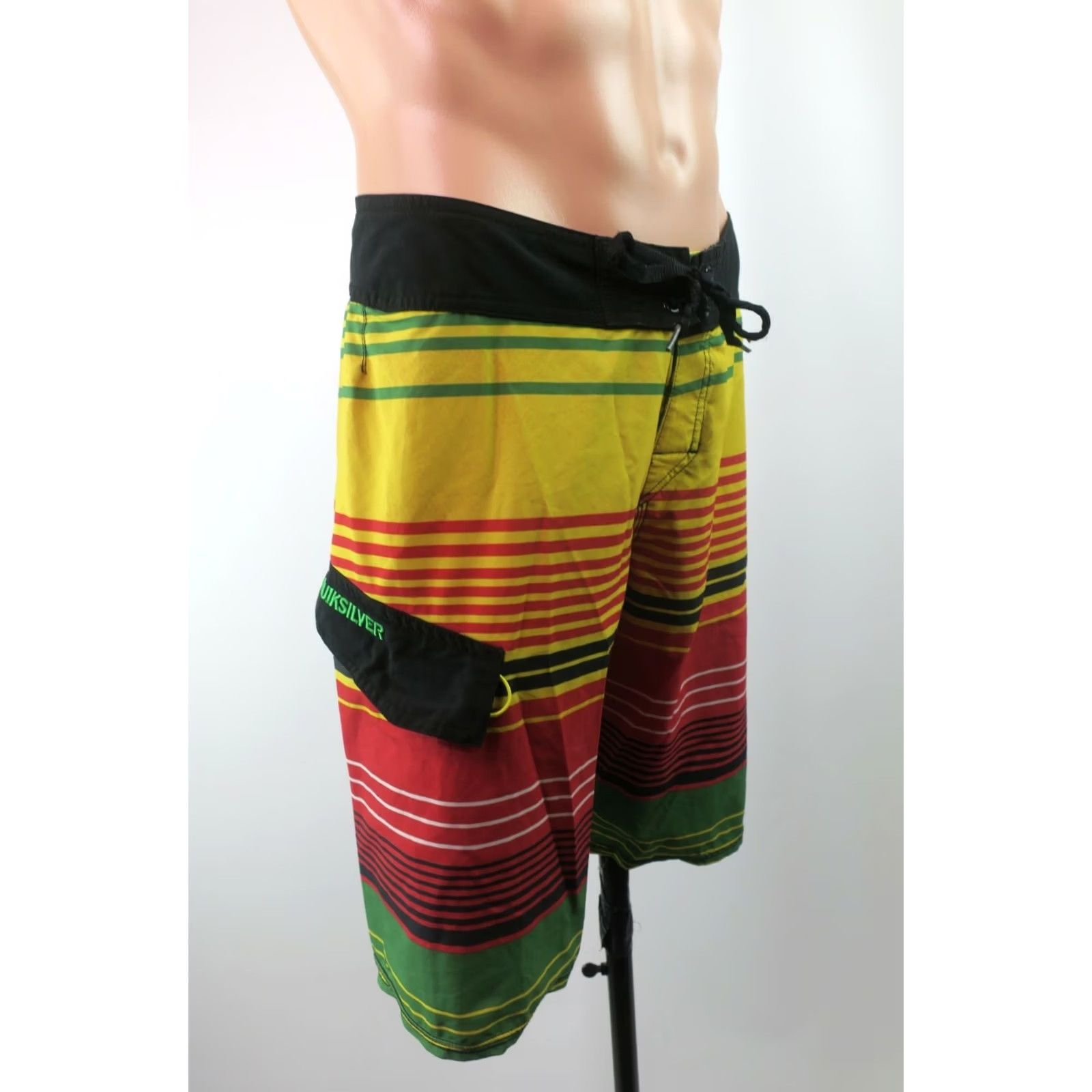 Quiksilver VTG Quiksilver Board Shorts Beach Rasta Striped Lace-Up Swim Trunks sz 30 Mens Multicolor 90s Size US 30 / EU 46 - 4 Thumbnail