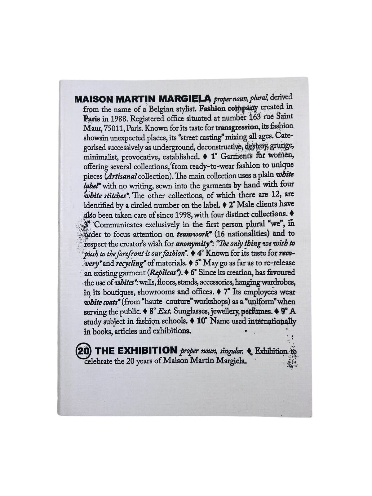 アクセサリー MAISON MARTIN MARGIELA 20 THE EXHIBITION Maison Martin Margiela: 20 The Exhibition
