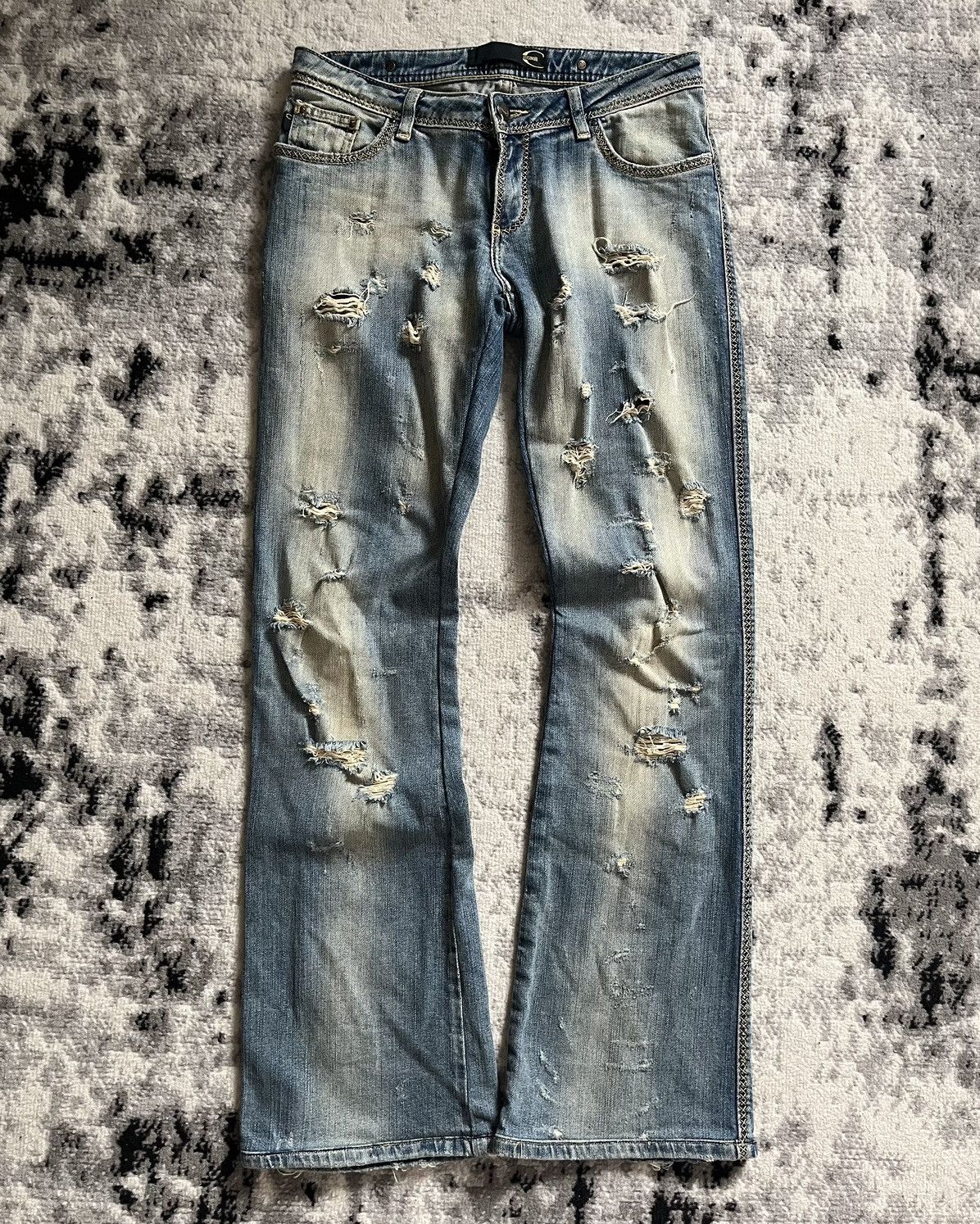 image of Archival Clothing x Just Cavalli Aw2005 Cavalli Blue Distressed Jeans, Men's (Size 30)