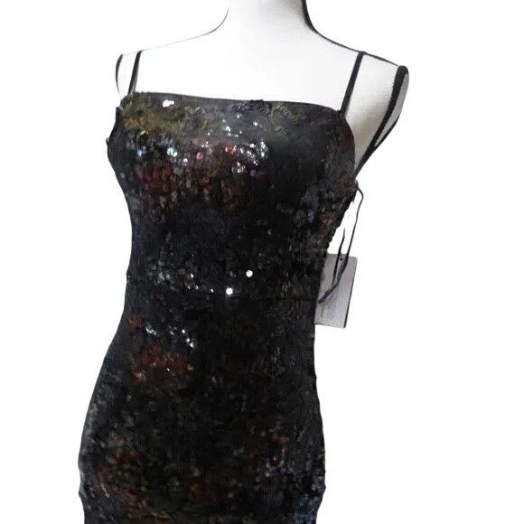 Guess GUESS Salvador Botanical Sequined Dress, Black, Size S Size S / US 4 / IT 40 - 6 Thumbnail