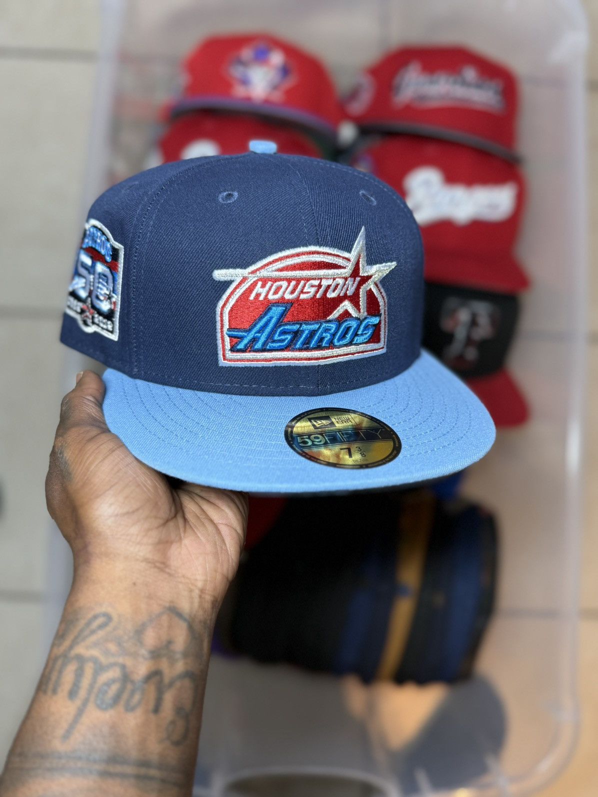 Hat Club × New Era 7 3/8 Hat Club Cool Fashion Rockets Crossover Astros Fitted Size ONE SIZE - 1 Thumbnail