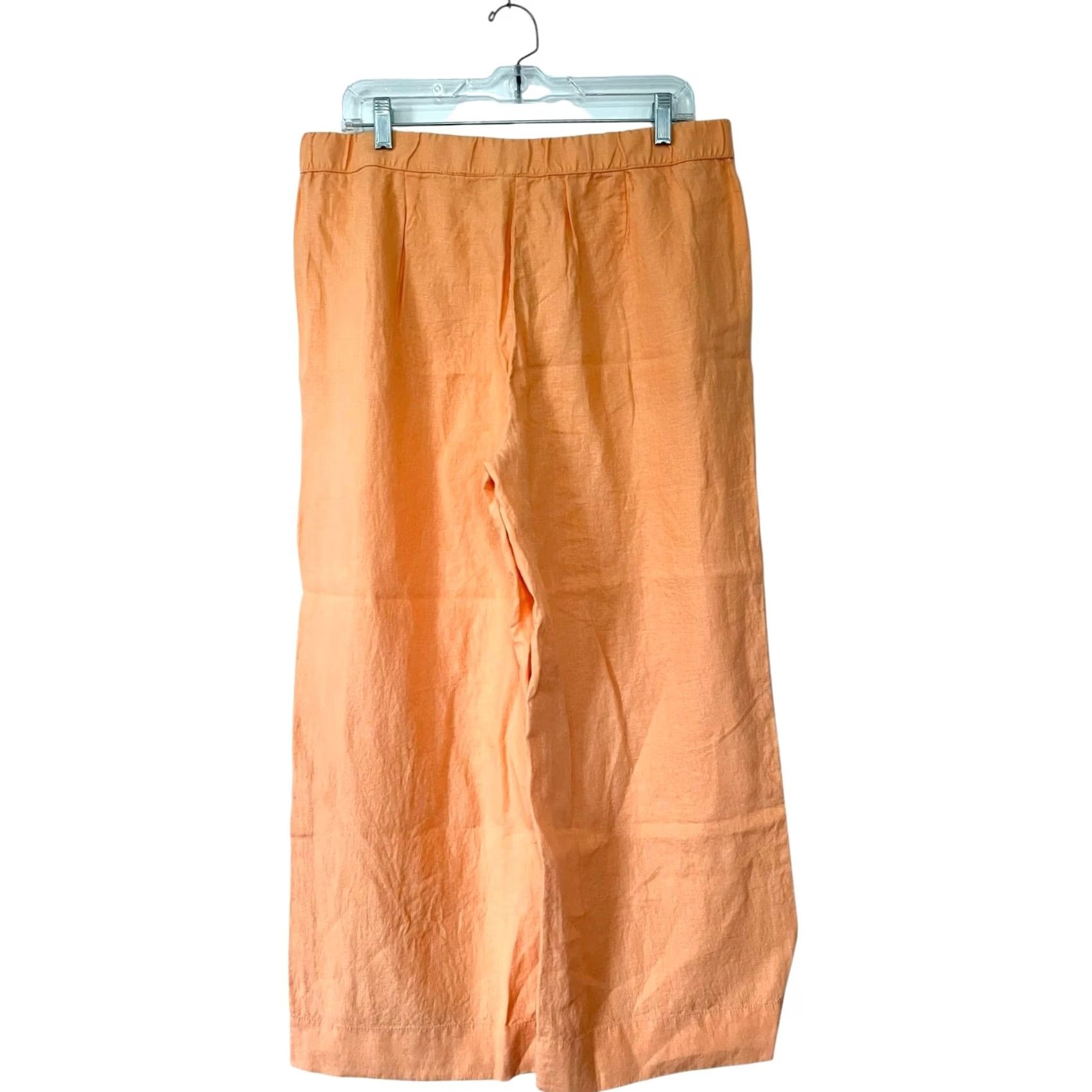 J. Jill VINTAGE J.JILL Love Linen Orange Semi Elastic Waist Wide Leg Casual Everyday Pants Sz M Size 32" / US 10 / IT 46 - 2 Thumbnail