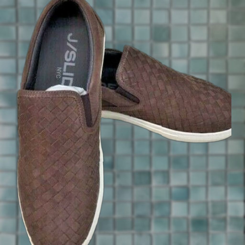 J/Slides VINTAGE JSlides Men's Dawson Casual Slip-On Shoe Brown Leather 10M US Breathable Cushioned Size US 10 / EU 43 - 1 Thumbnail