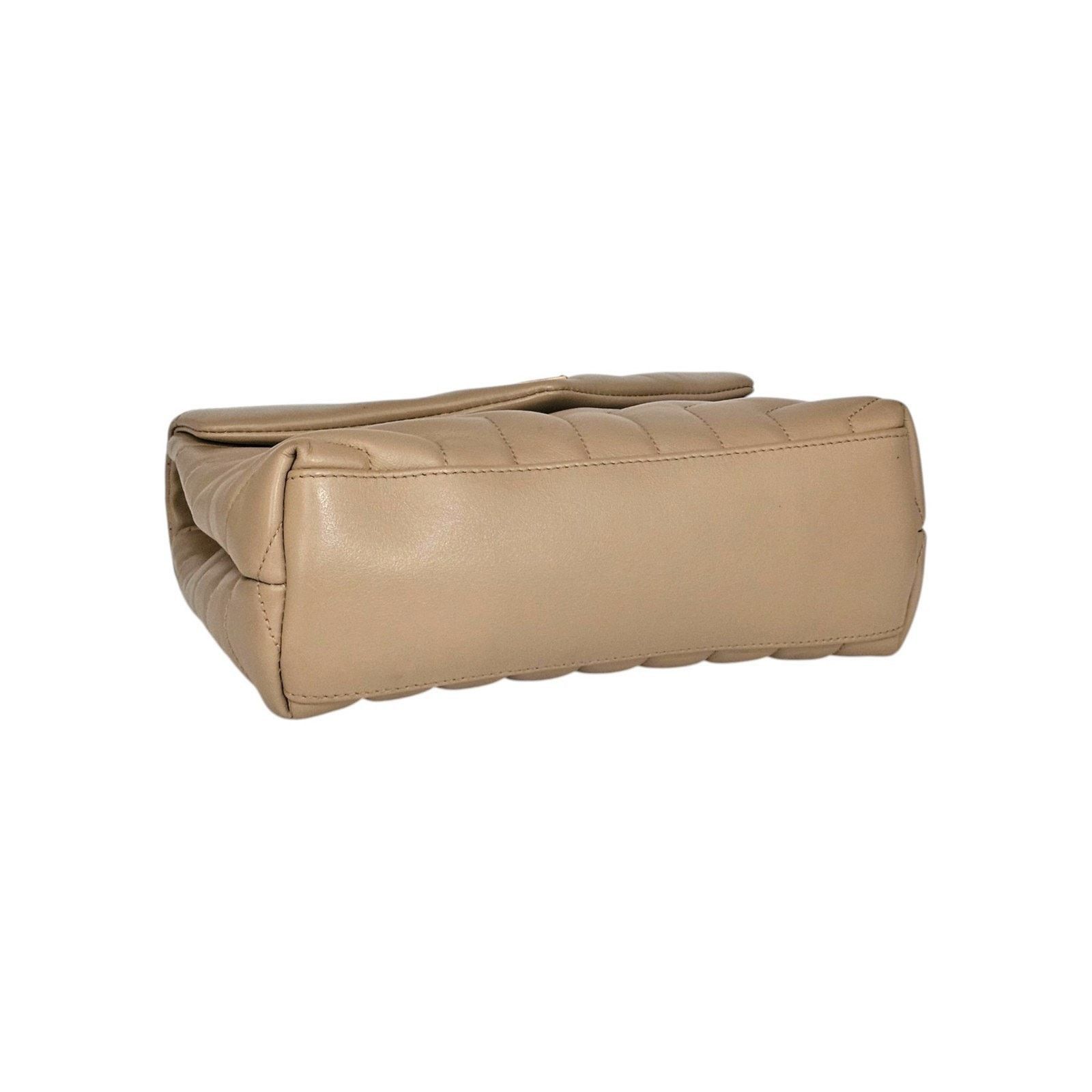 Saint Laurent Paris YSL Loulou Medium Shoulder Bag Leather Chain Bag Beige $3200 Size ONE SIZE - 3 Thumbnail