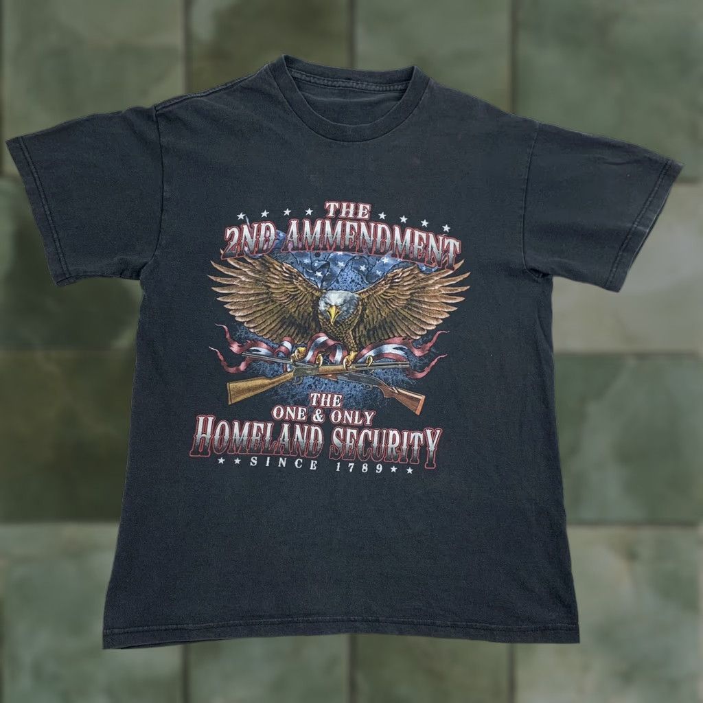 Vintage VINTAGE Second Amendment Security T Shirt Adult M Black USA 90s Mens Size US M / EU 48-50 / 2 - 1 Thumbnail