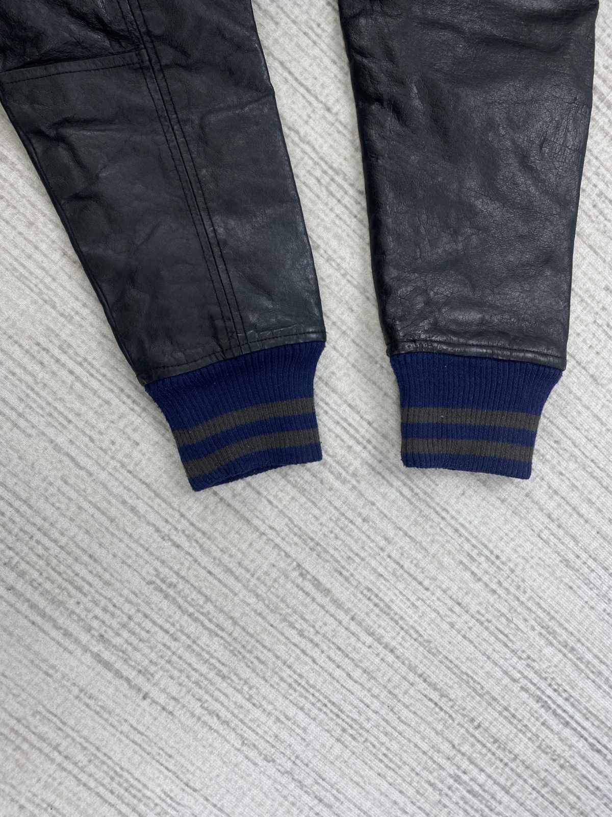 Japanese Brand × Vintage Vintage 90s Papp Leather Sleeve Varsity Jacket For Kids Size US XXS / EU 40 - 9 Thumbnail