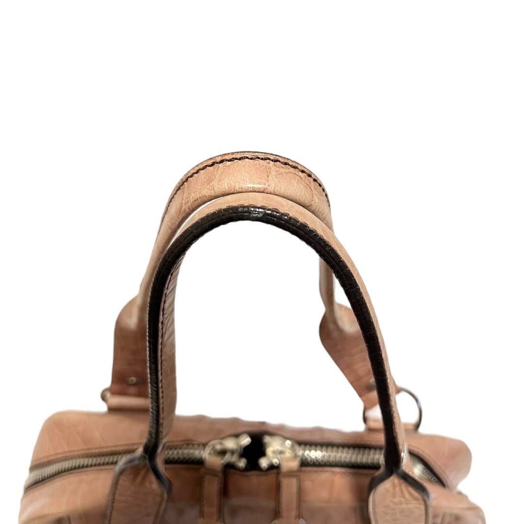 Miu Miu Miu Miu - Croc Embossed Handbag Pink Leather Size ONE SIZE - 4 Thumbnail